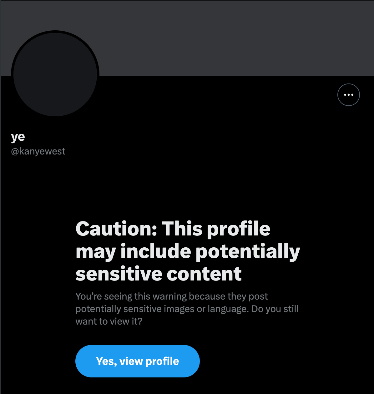Kanye West's X account appears with a content warning