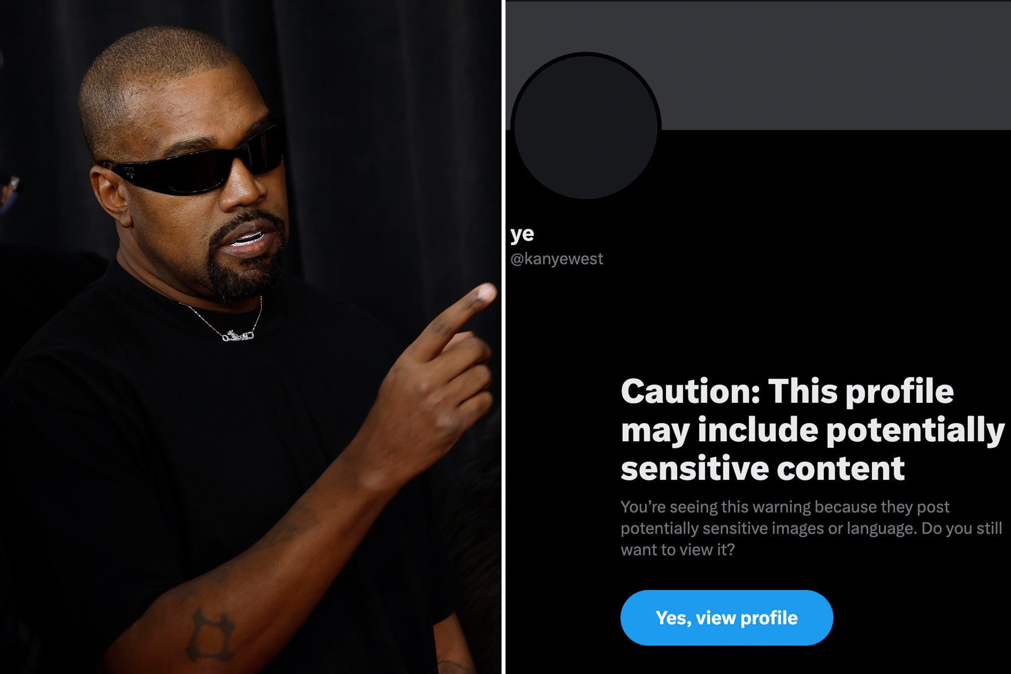 Kanye West’s X account had a content warning added to it before he deleted it