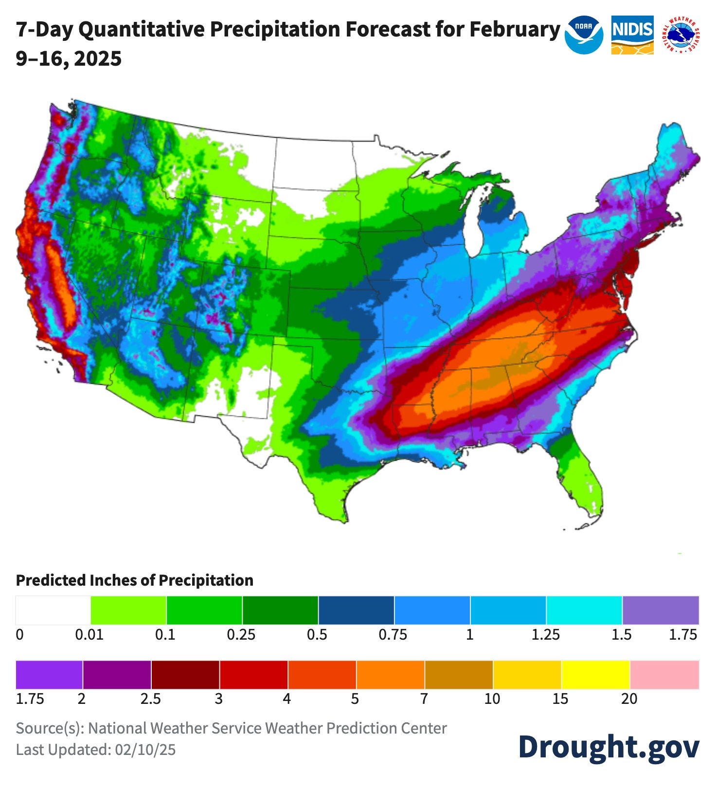 Much of the U.S. will see wet weather during the first part of February. But drought conditions are expected to return