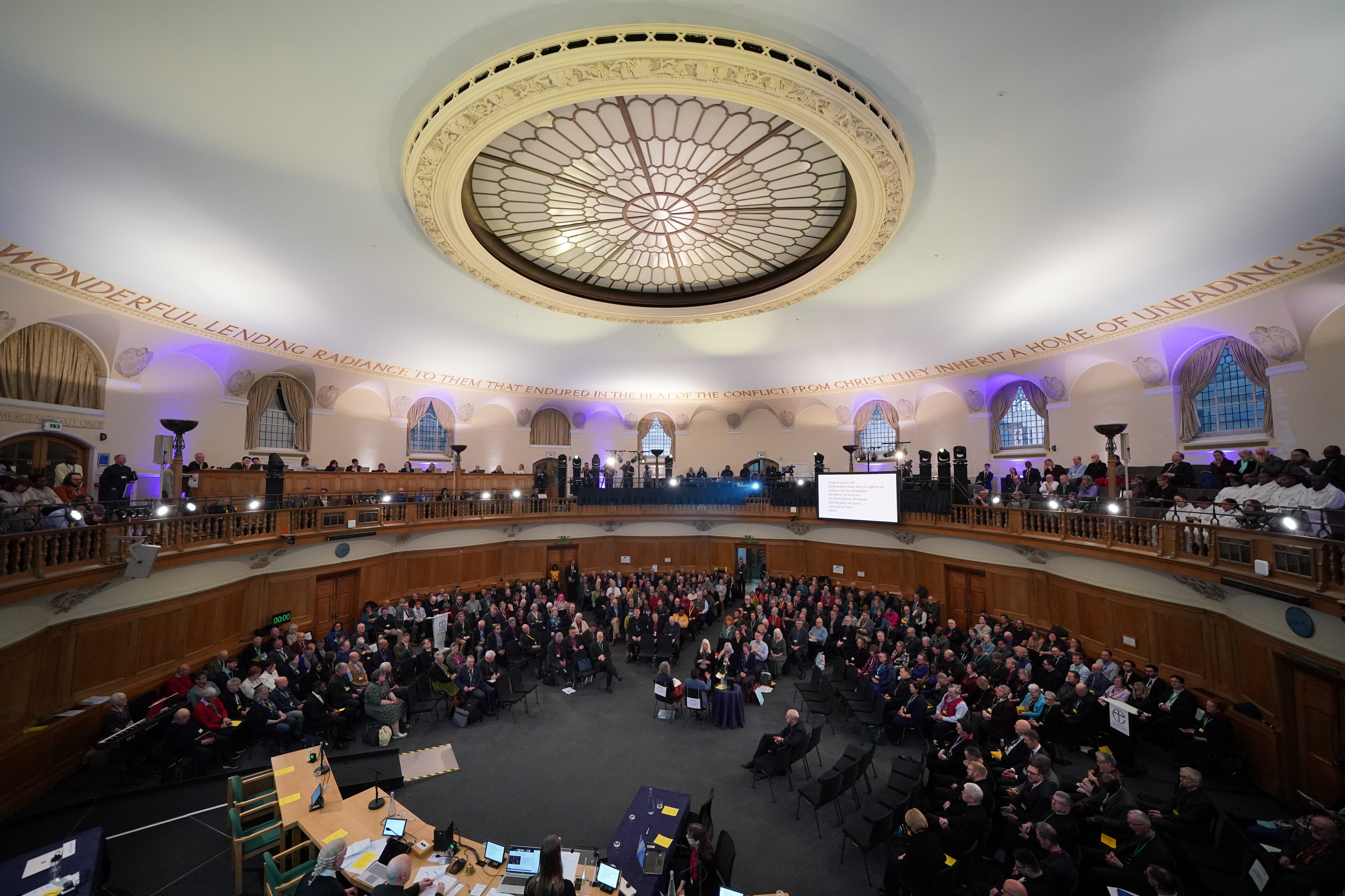 Opening prayers are said on the first day of the Church of England’s General Synod (Jonathan Brady/PA)