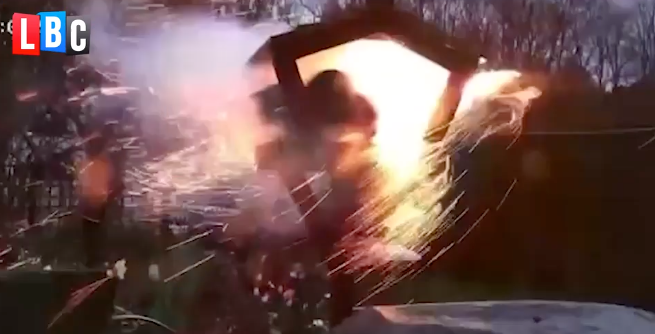 Suki, an 11-year-old tabby cat, escaped the explosion on the bird table with singed whiskers