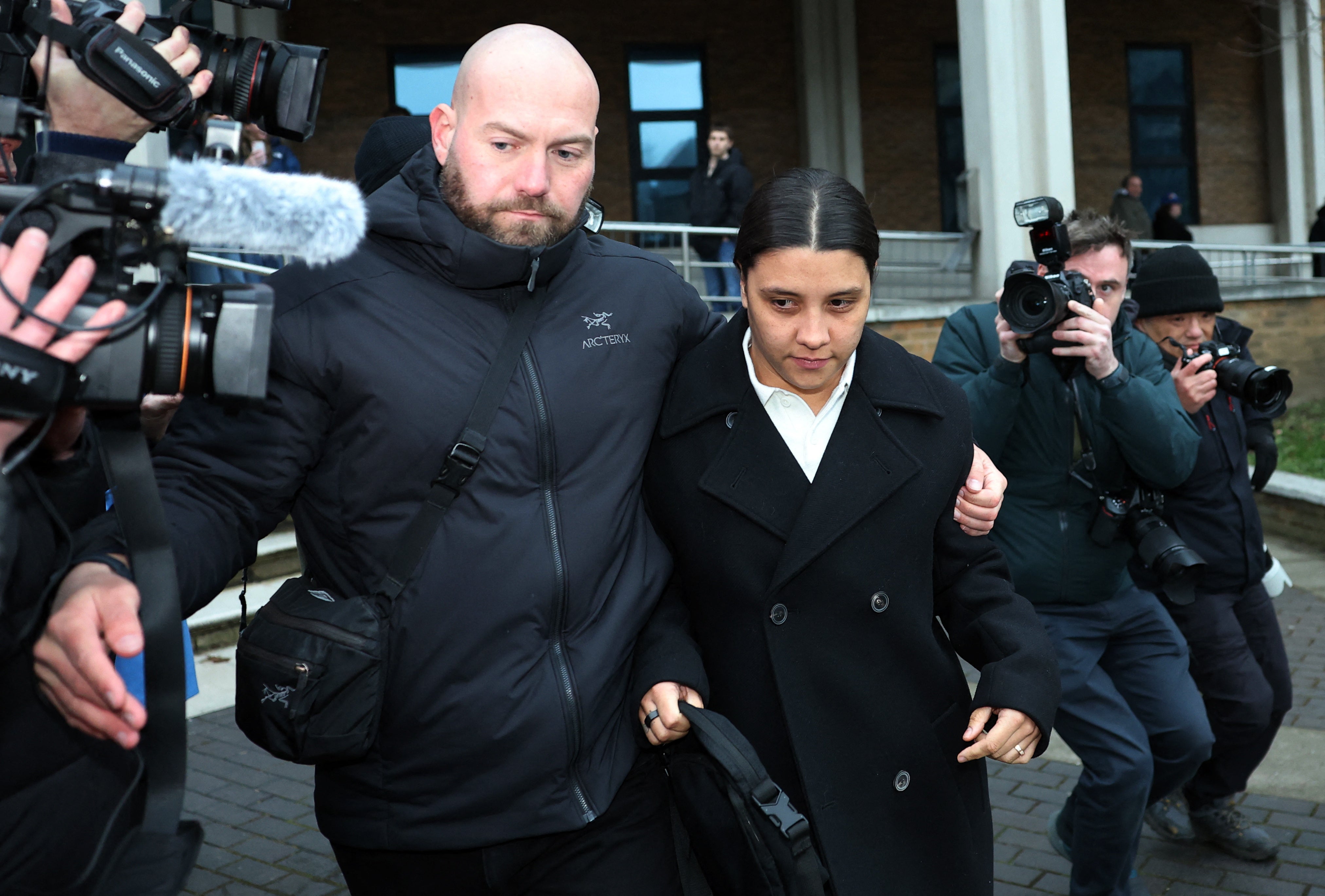 Sam Kerr outside Kingston Crown Court