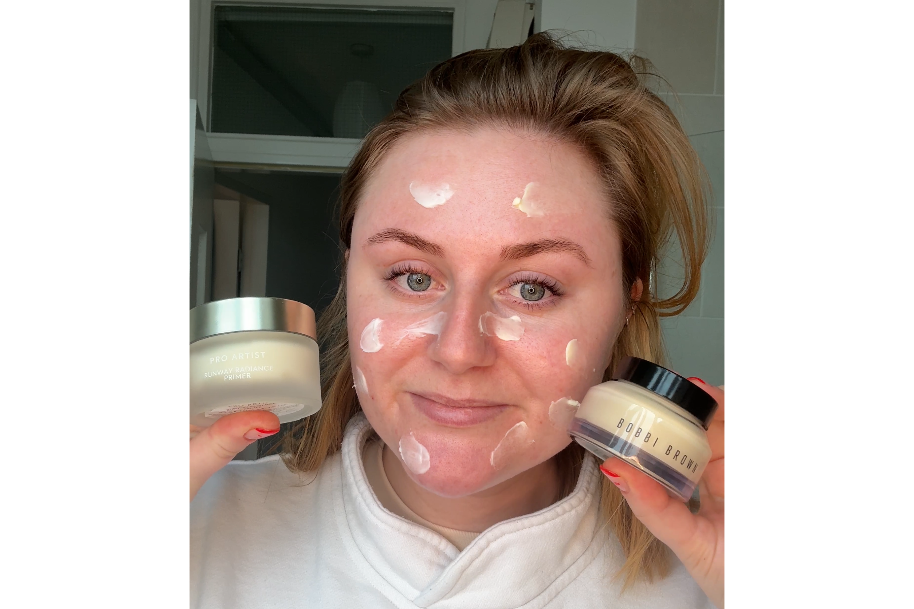 I applied the same amount of each formula to the left and right sides of my face, respectively