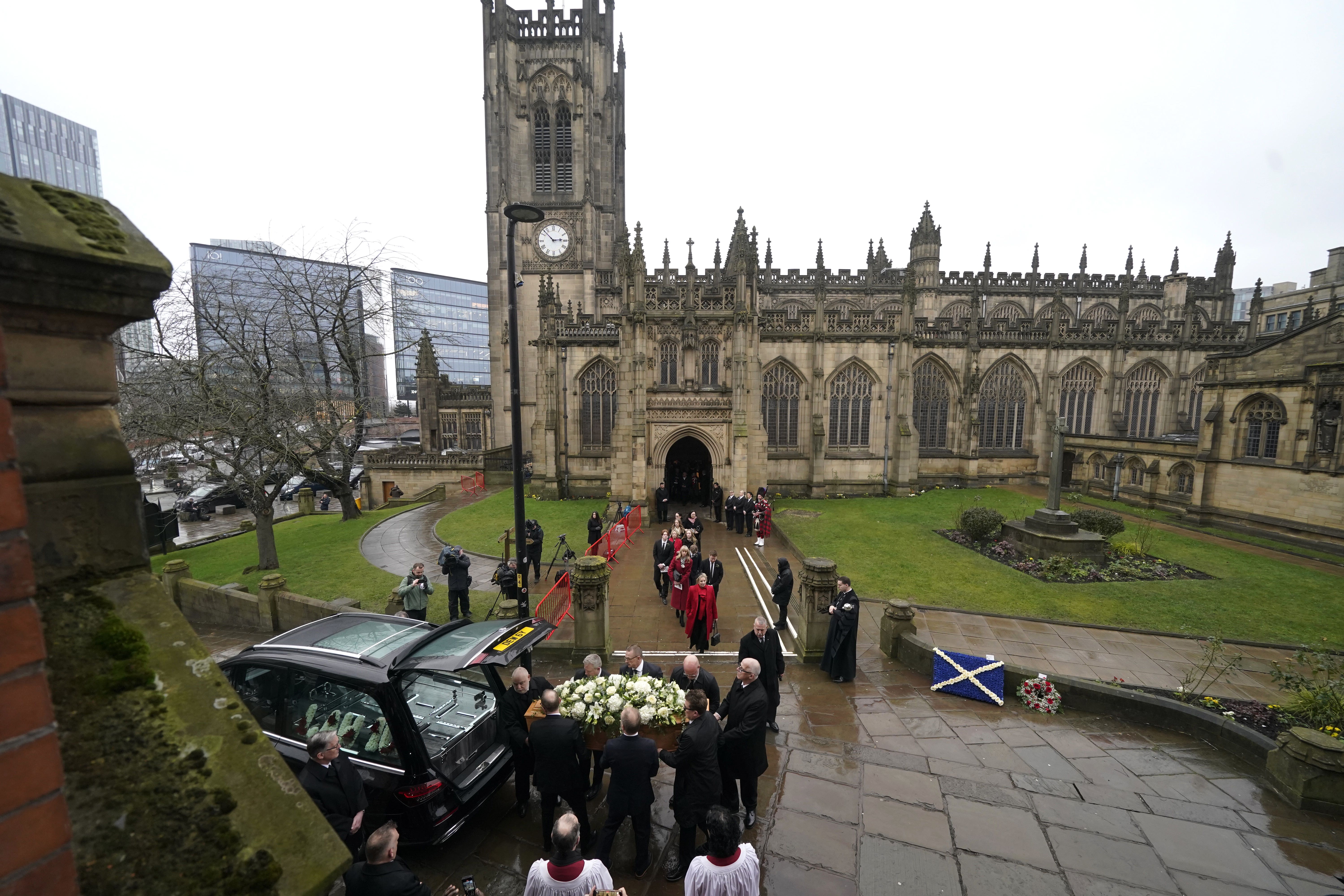 Denis Law was laid to rest at Manchester Cathedral