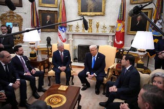 US President Donald Trump meets with Jordan's King Abdullah II in the Oval Office at the White House