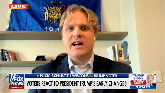 Nick Schultz is described as a "Wisconsin Trump Voter" during an interview on Fox News.