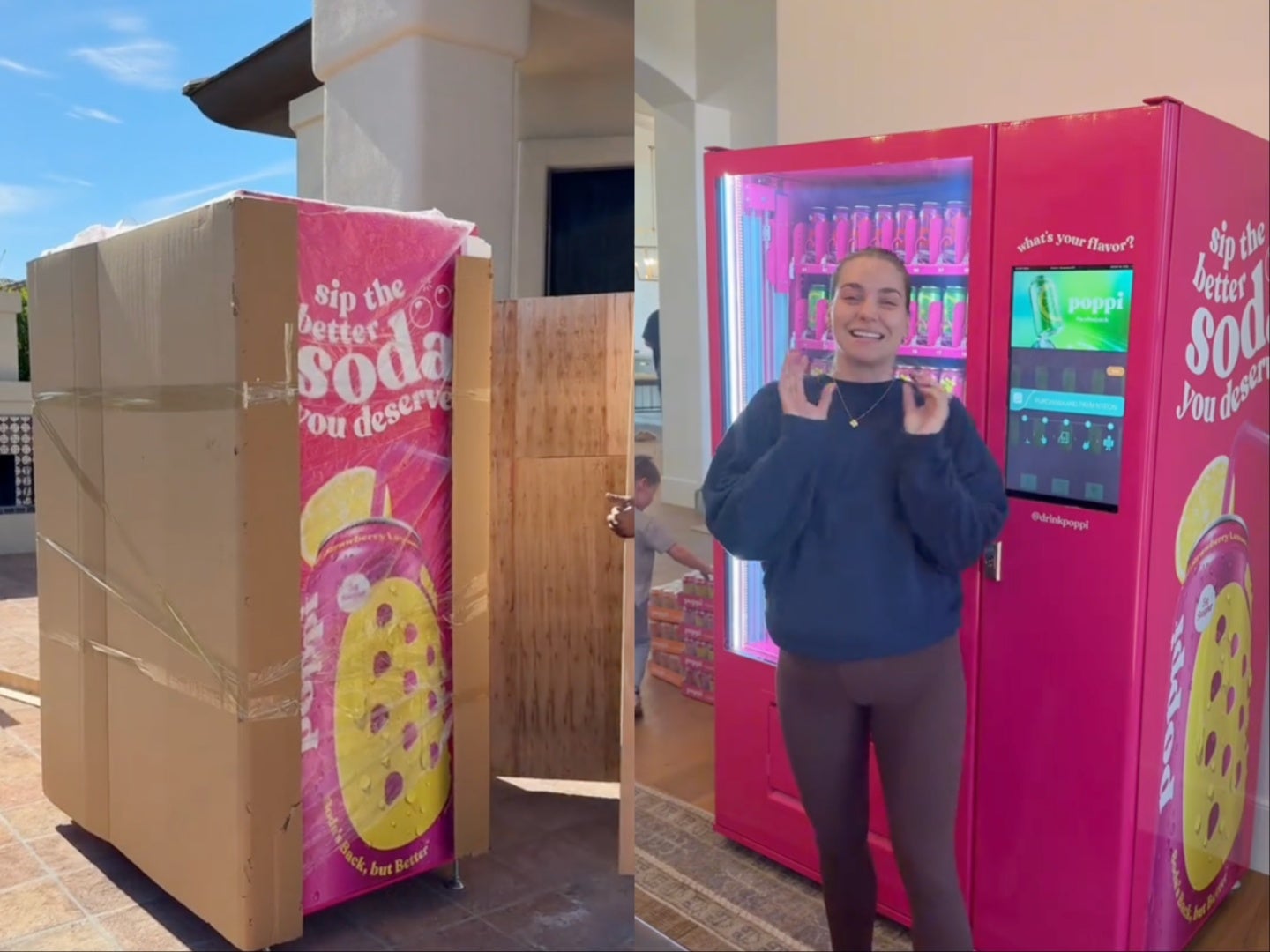 Influencers received an enormous vending machine sent their homes which distributed free cans to them