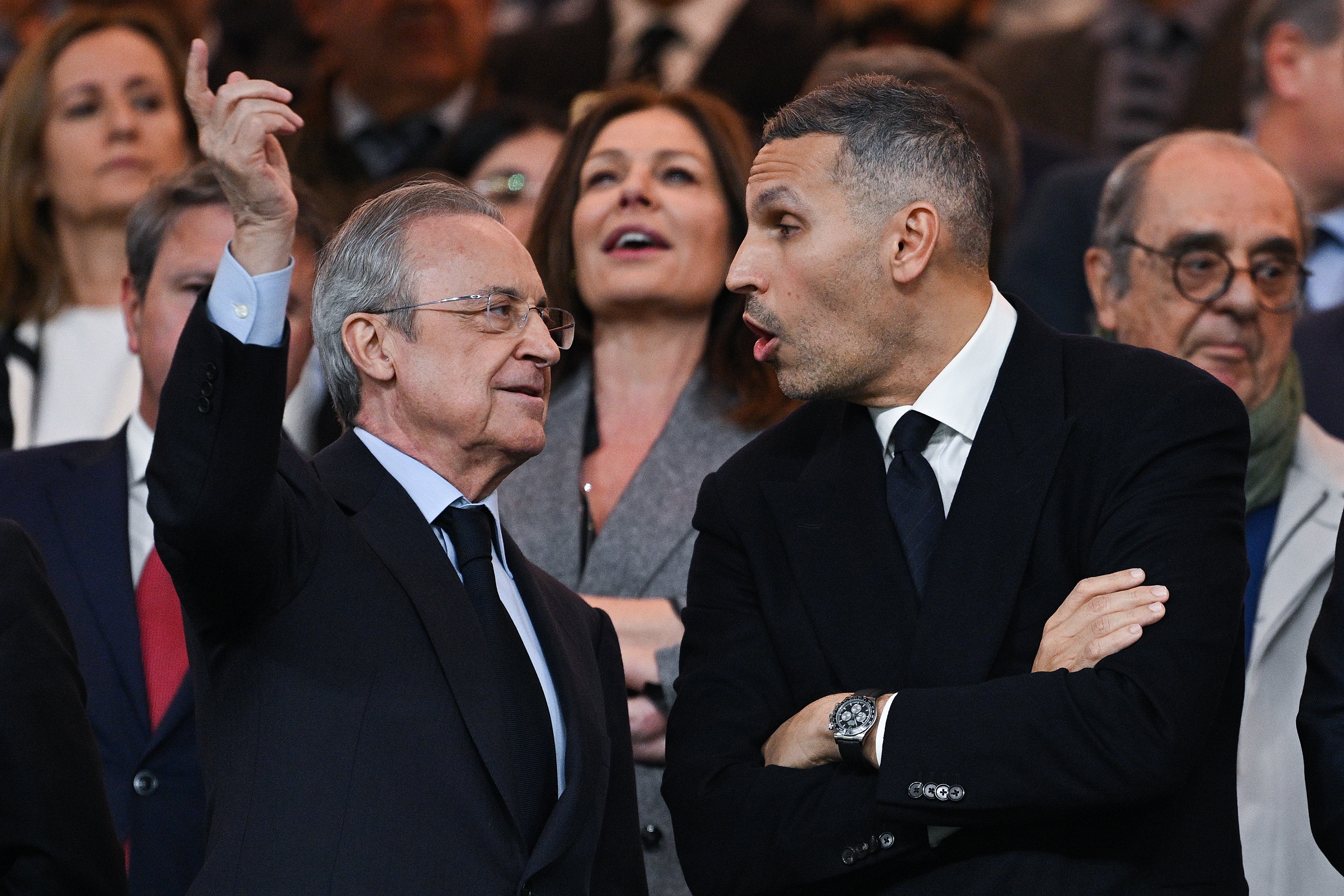 Real Madrid’s Florentino Perez (left) and Man City’s Khaldoon Al Mubarak (right) have developed a distinctive relationship