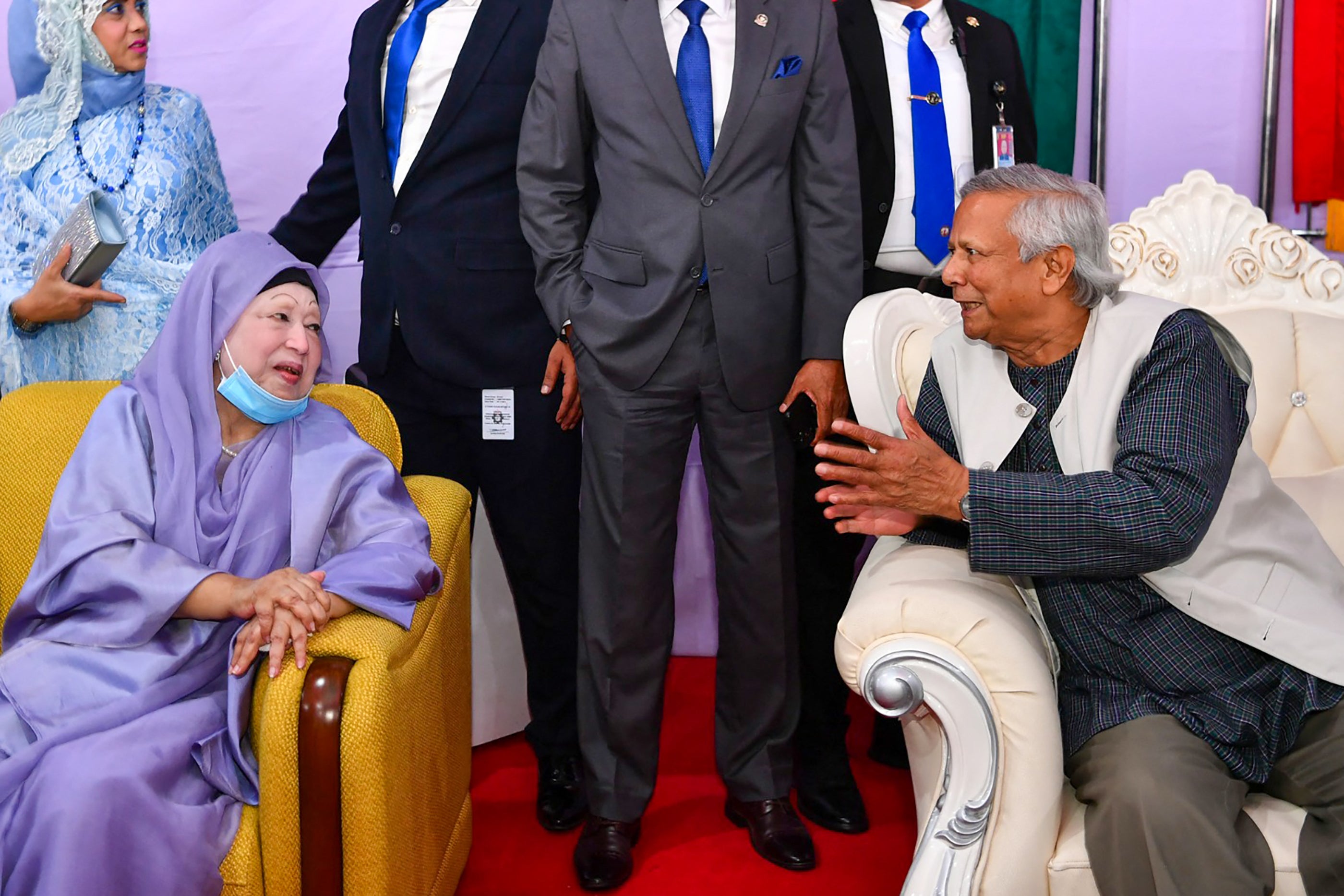 Bangladesh's interim leader Muhammad Yunus with former premier Khaleda Zia