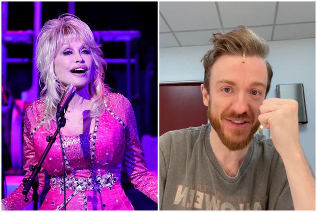 <p>A Dolly Parton-inspired musical starring Stevie Webb (right) was forced to halt a performance in Manchester after an audience member shouted homophobic abuse</p>
