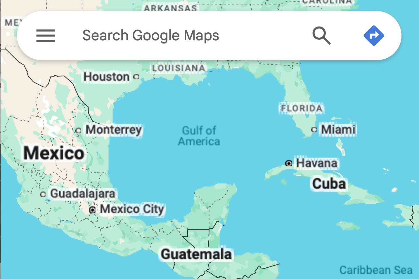 Google and other web services have changed the name of the Gulf of Mexico to the Gulf of America