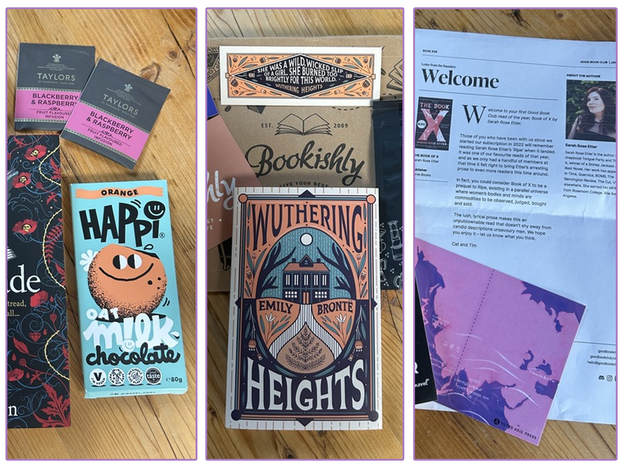 A selection of the book subscription boxes and their contents