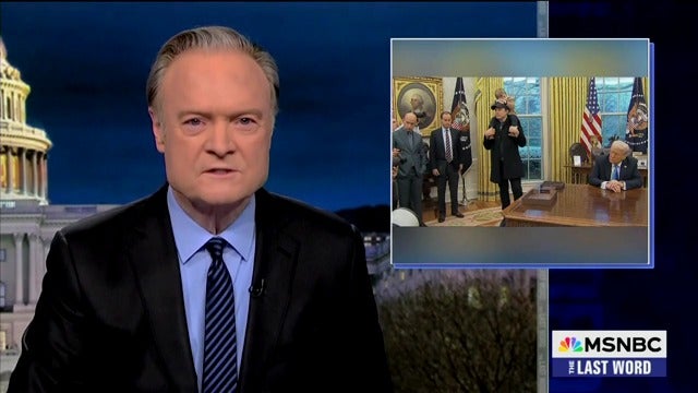 MSNBC host Lawrence O'Donnell says a photo of ballcap-clad Elon Musk holding his son on his shoulders while Donald Trump sullenly sat at his desk is the "most powerless image of a president ever."