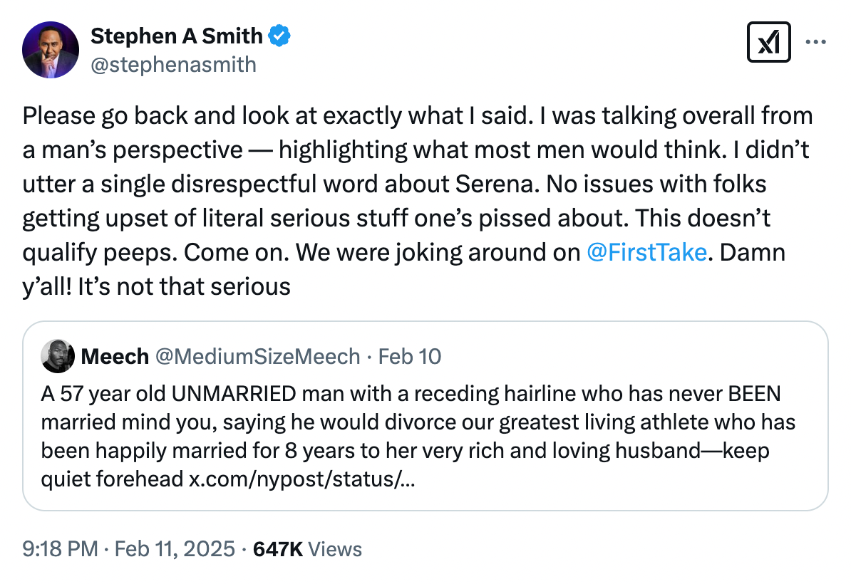 Stephen A. Smith hits back at critic on X