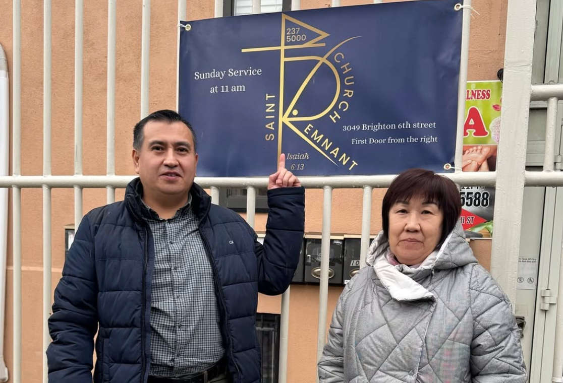 Pastor Rustam Irsaliev (left) and his wife Zulfia, who was there to witness the alleged chicken incident