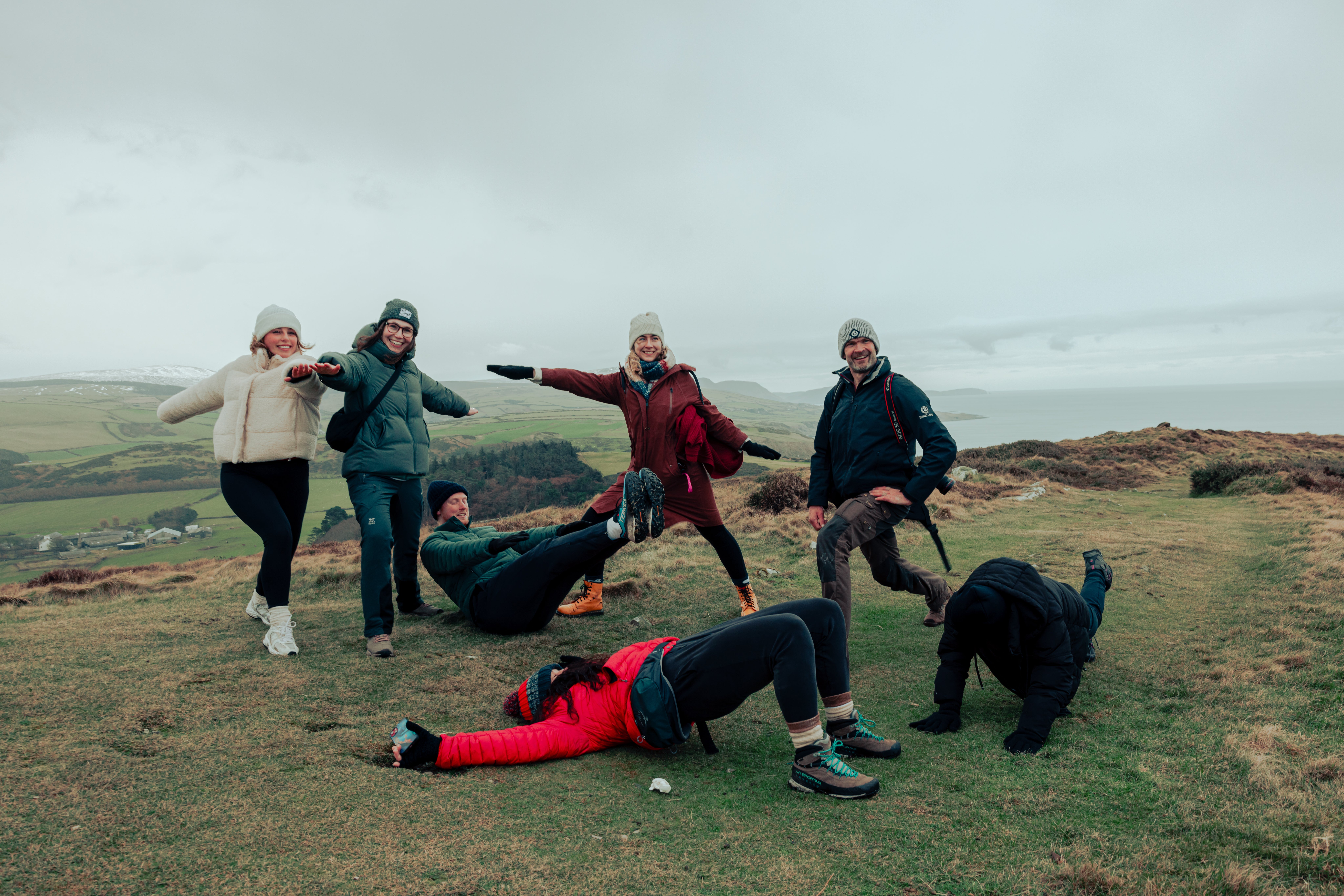 Challenges during Isle of Man Quest included striking a Pilates pose as a team