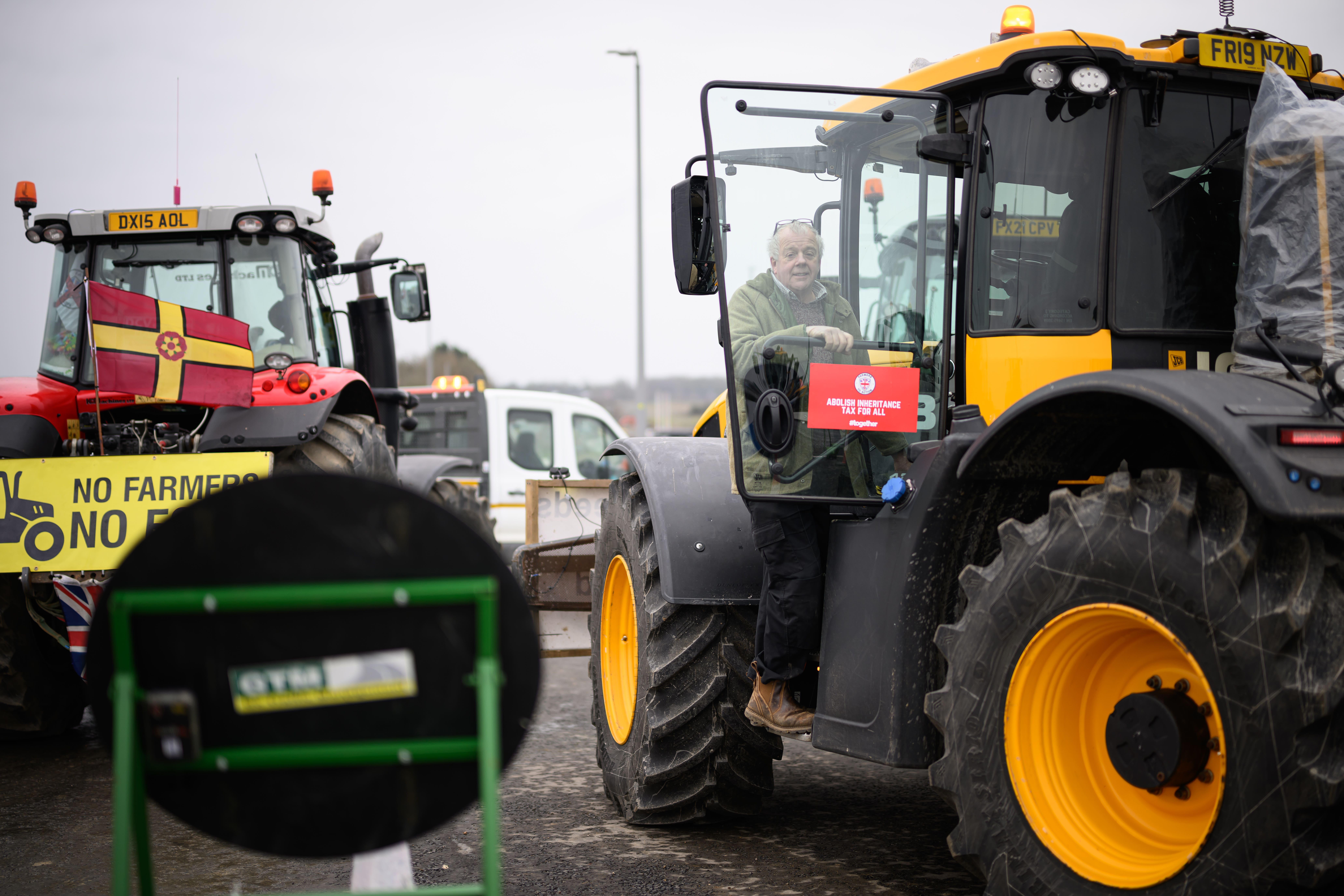 Farmers stage a demonstration during Prime Minister Sir Keir Starmer’s visit to Buckinghamshire