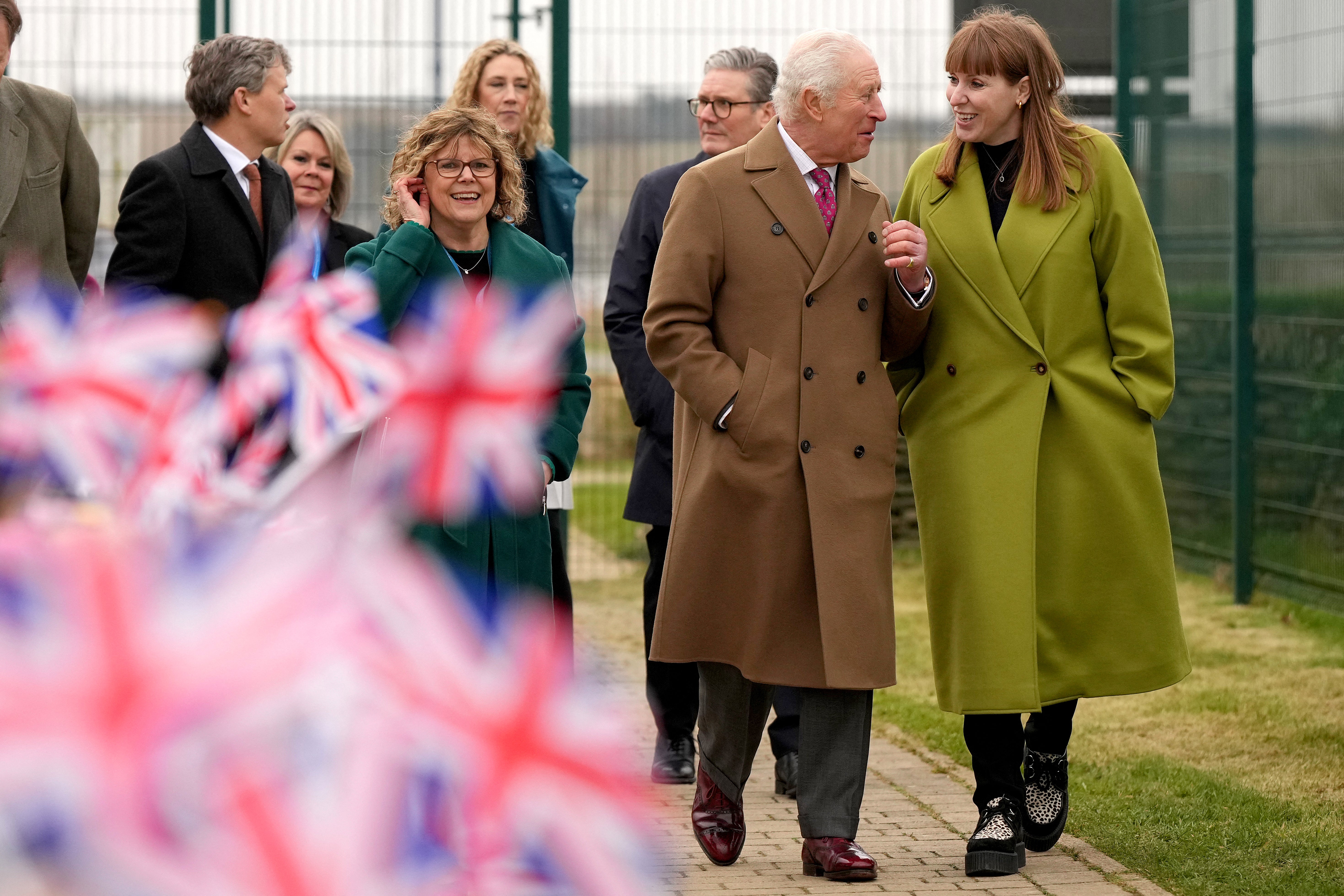 Rayner (and her loafers) pictured with the King in Cornwell on Monday