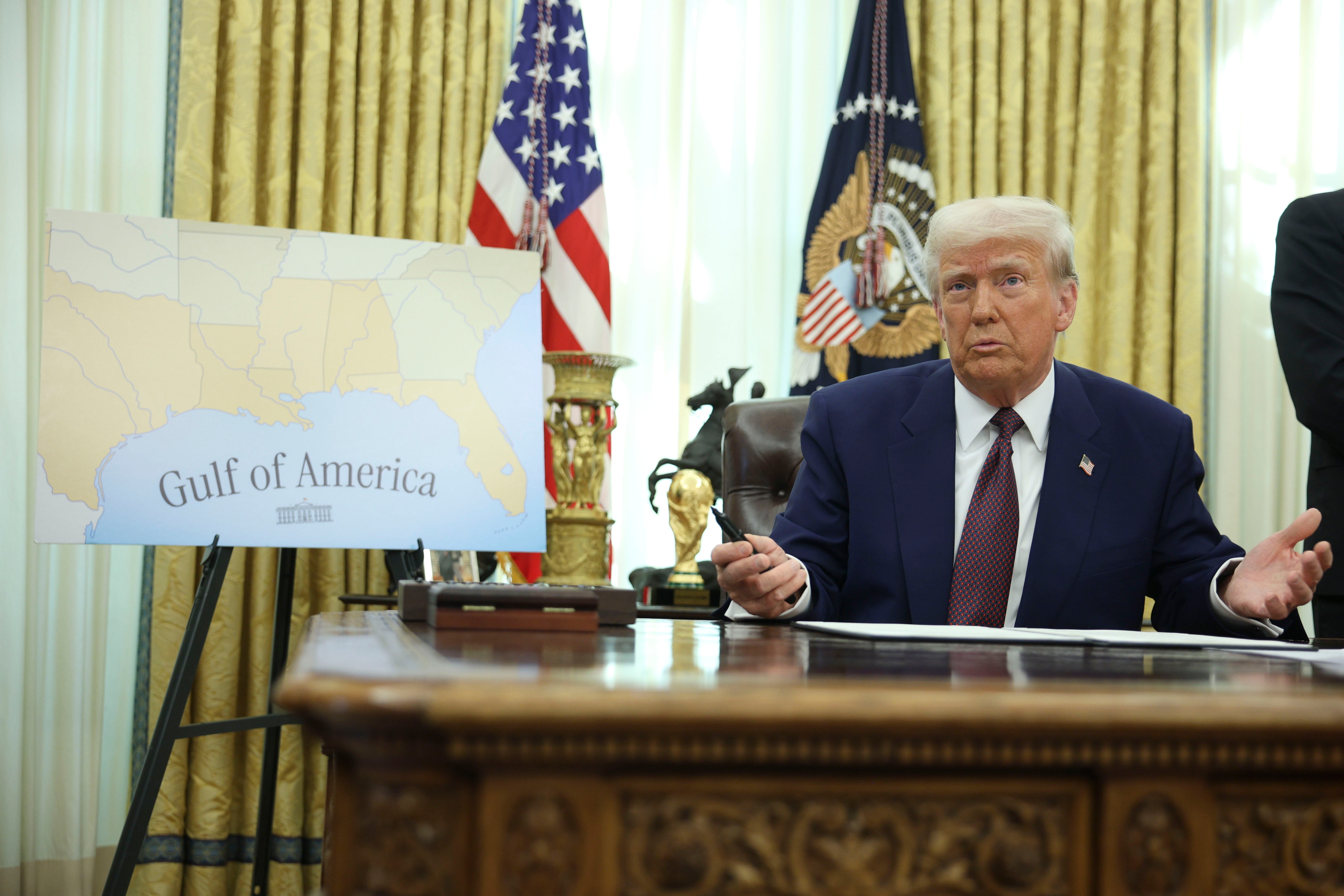After the Associated Press refused to refer to the Gulf of Mexico by its new name ‘Gulf of America,’ the White House barred one of the news agency’s reporters from attending events in the Oval Office