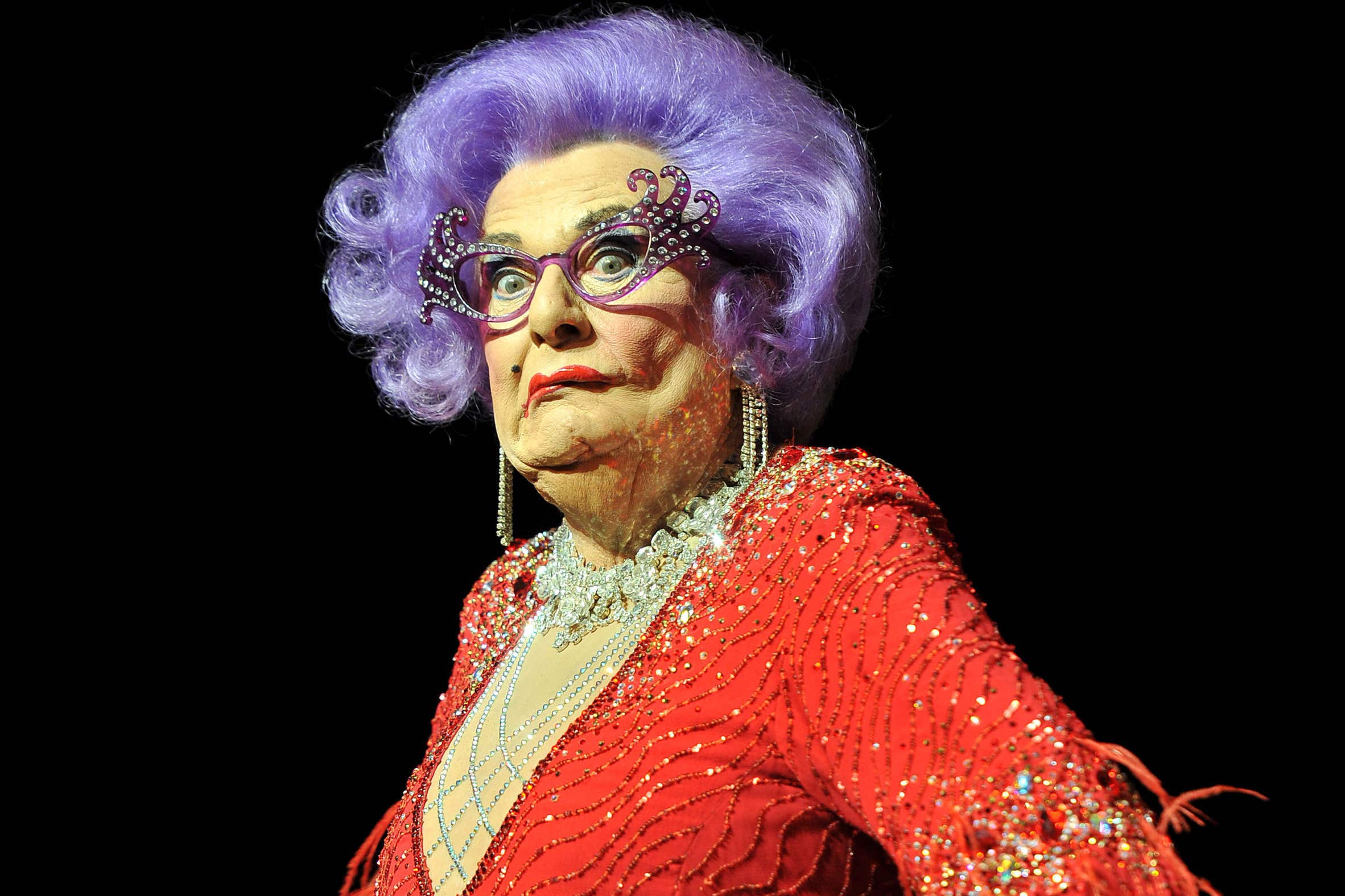 Barry Humphries in character as Dame Edna Everage (Tim Goode/PA)
