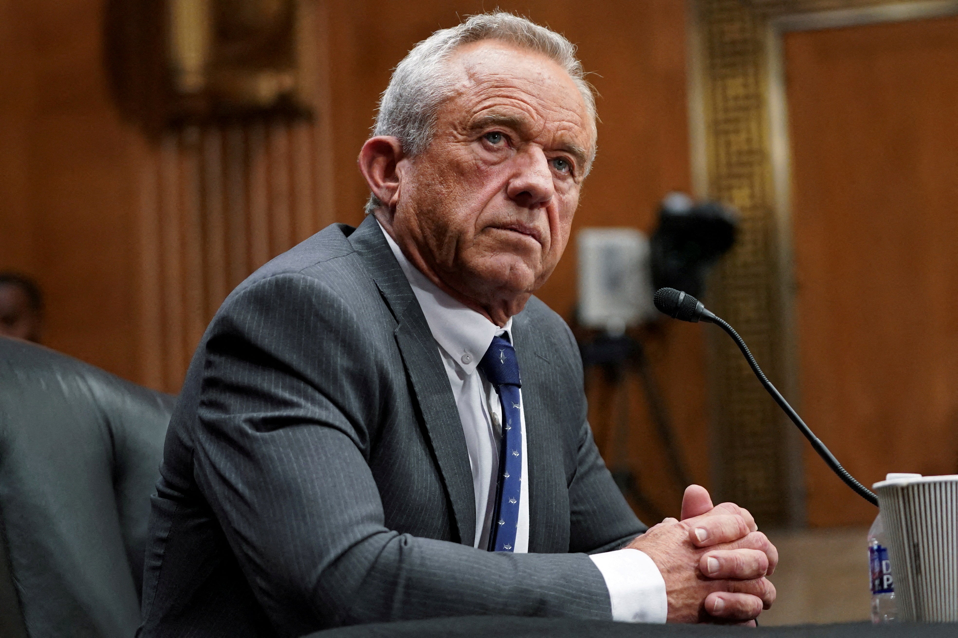 Robert F Kennedy Jr testifies before a Senate Health, Education, Labor, and Pensions (HELP) Committee confirmation hearing on Capitol Hill in Washington