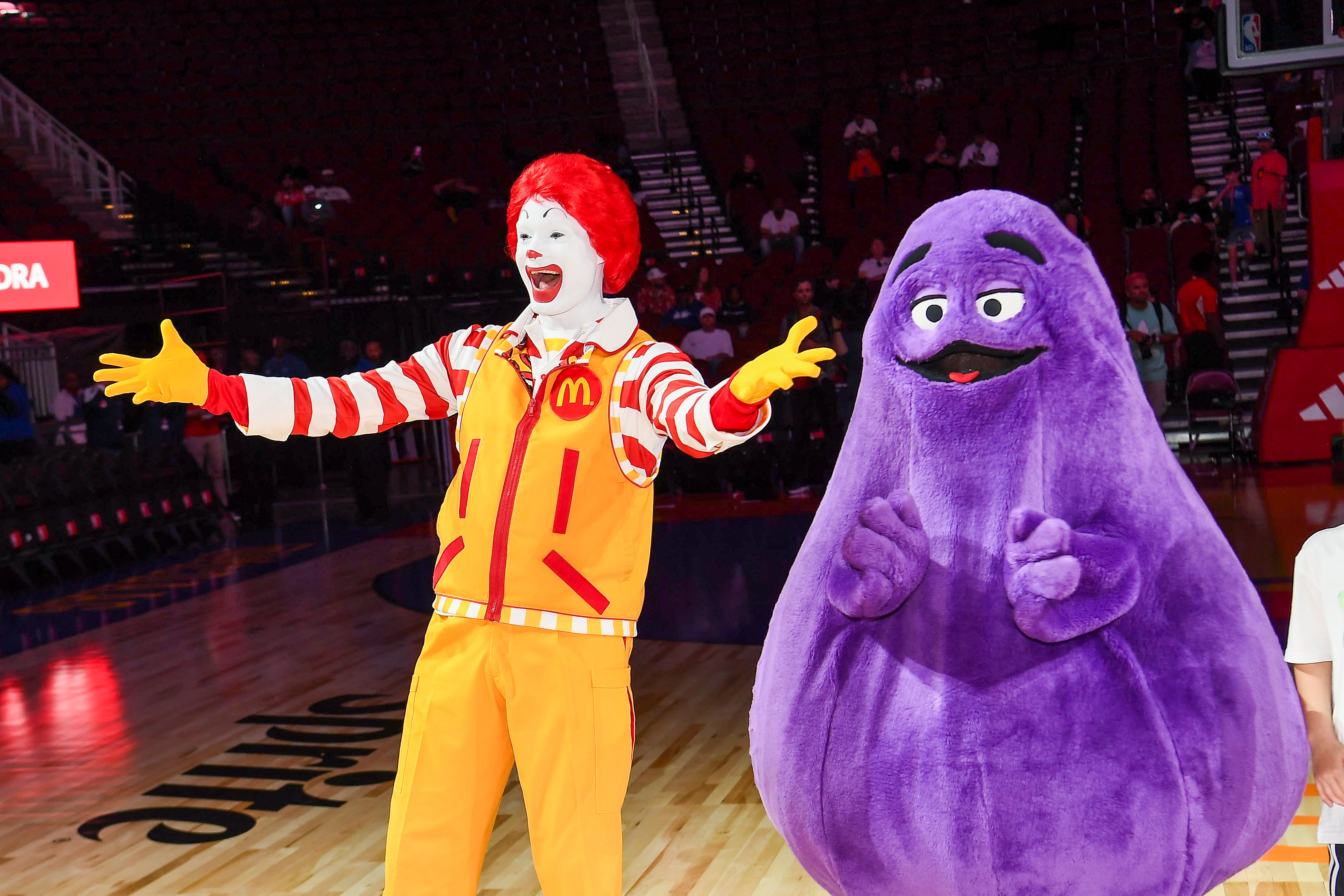 Ronald McDonald and Grimace from McDonaldland