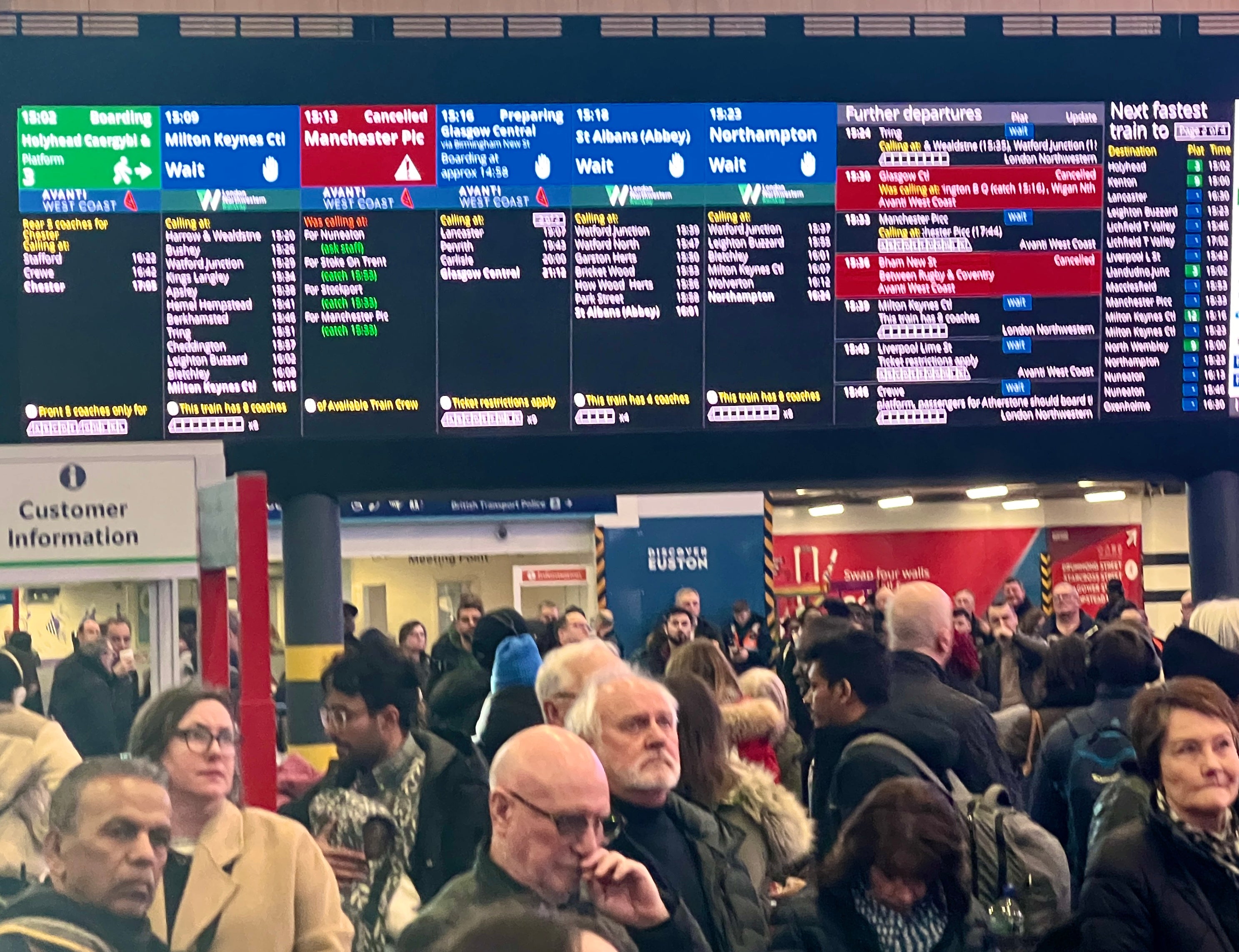 Several trains departing from London Euston have been delayed by more than 90 minutes following the incident. Image from February