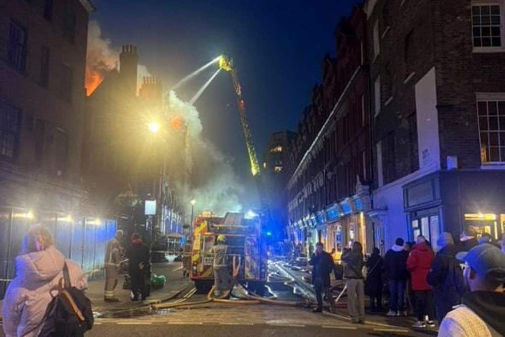 Firefighters tackling a blaze at the Chiltern Firehouse in central London (Guy Fischman/PA)