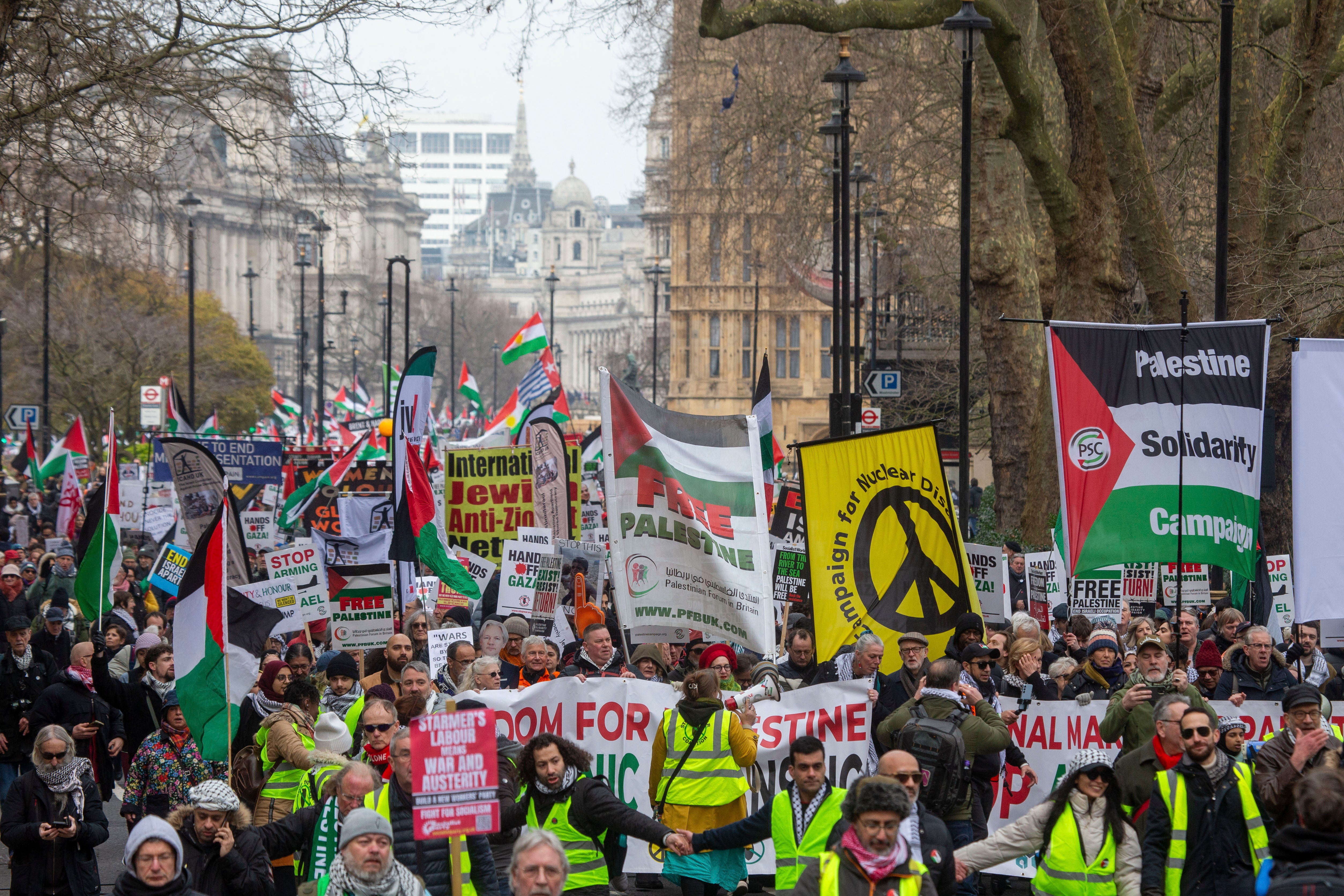 Protest organisers say tens of thousands of people were involved in the march