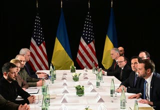 US vice president JD Vance, US secretary of state Marco Rubio and Ukrainian president Volodymyr Zelensky meet on the sidelines of the 61st Munich Security Conference (MSC) in Munich, southern Germany