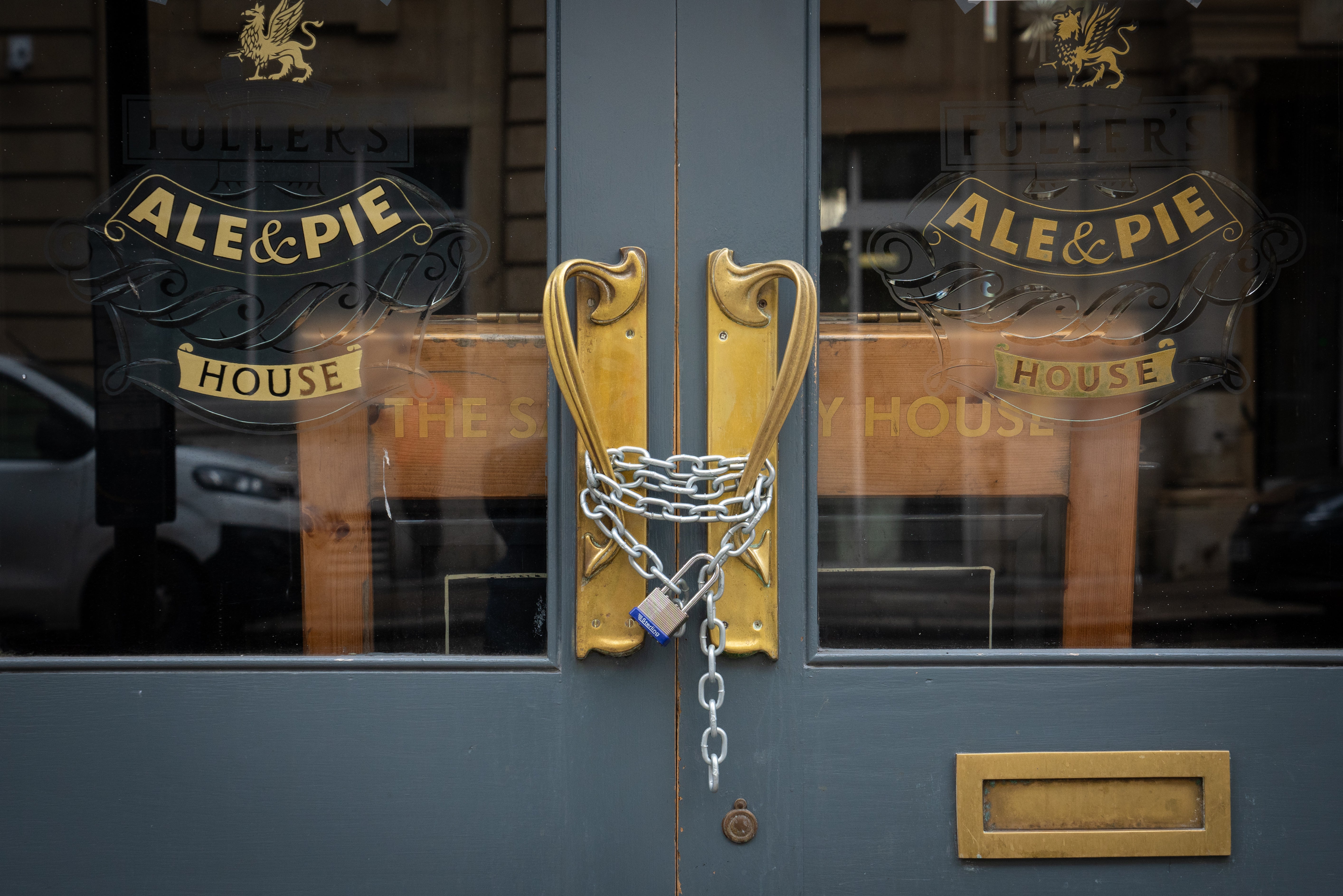 A pub with its doors closed