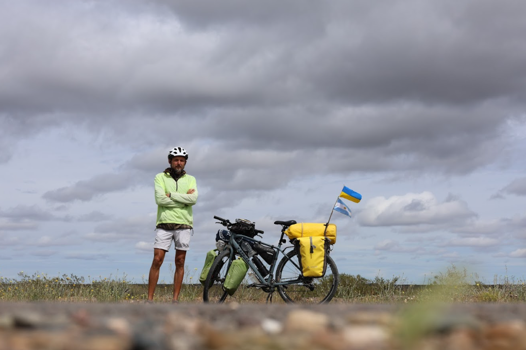 Volodymyr Muliar is cycling the world so people remember Ukraine (Volodymyr Muliar/PA)
