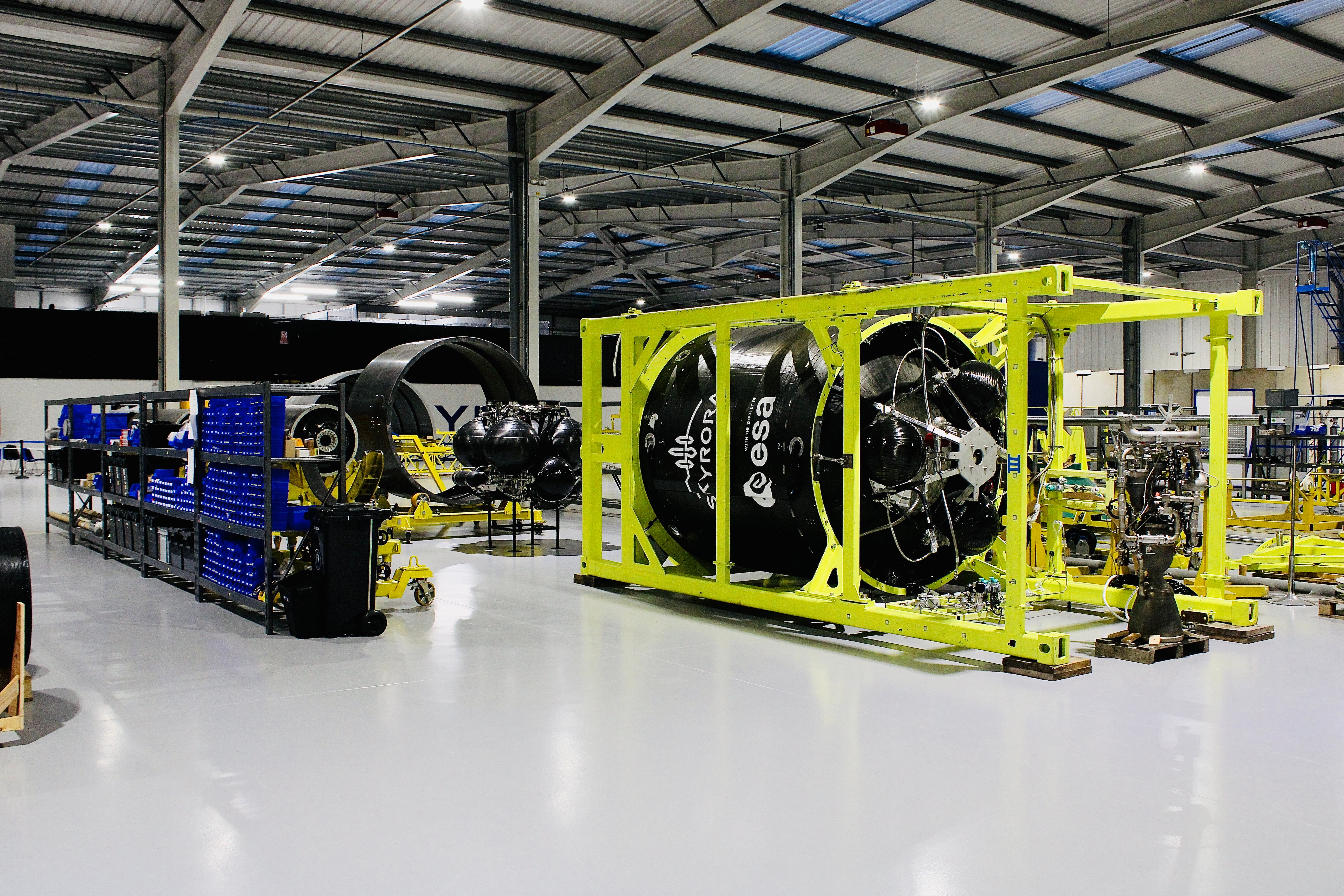 Skyrora’s XL rocket on its factory floor in Cumbernauld (Skyrora/PA)