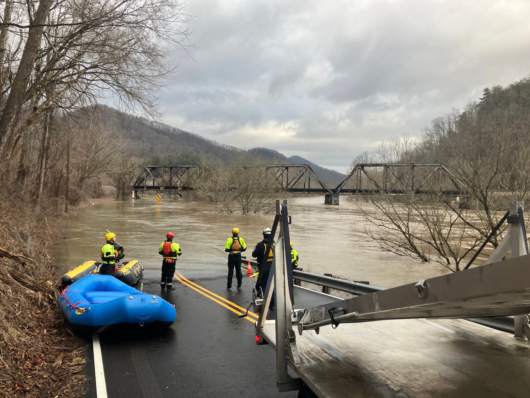 More than 100 rescues were reported in Southwest Virginia. More than 45,000 customers were still without power in the state on Monday