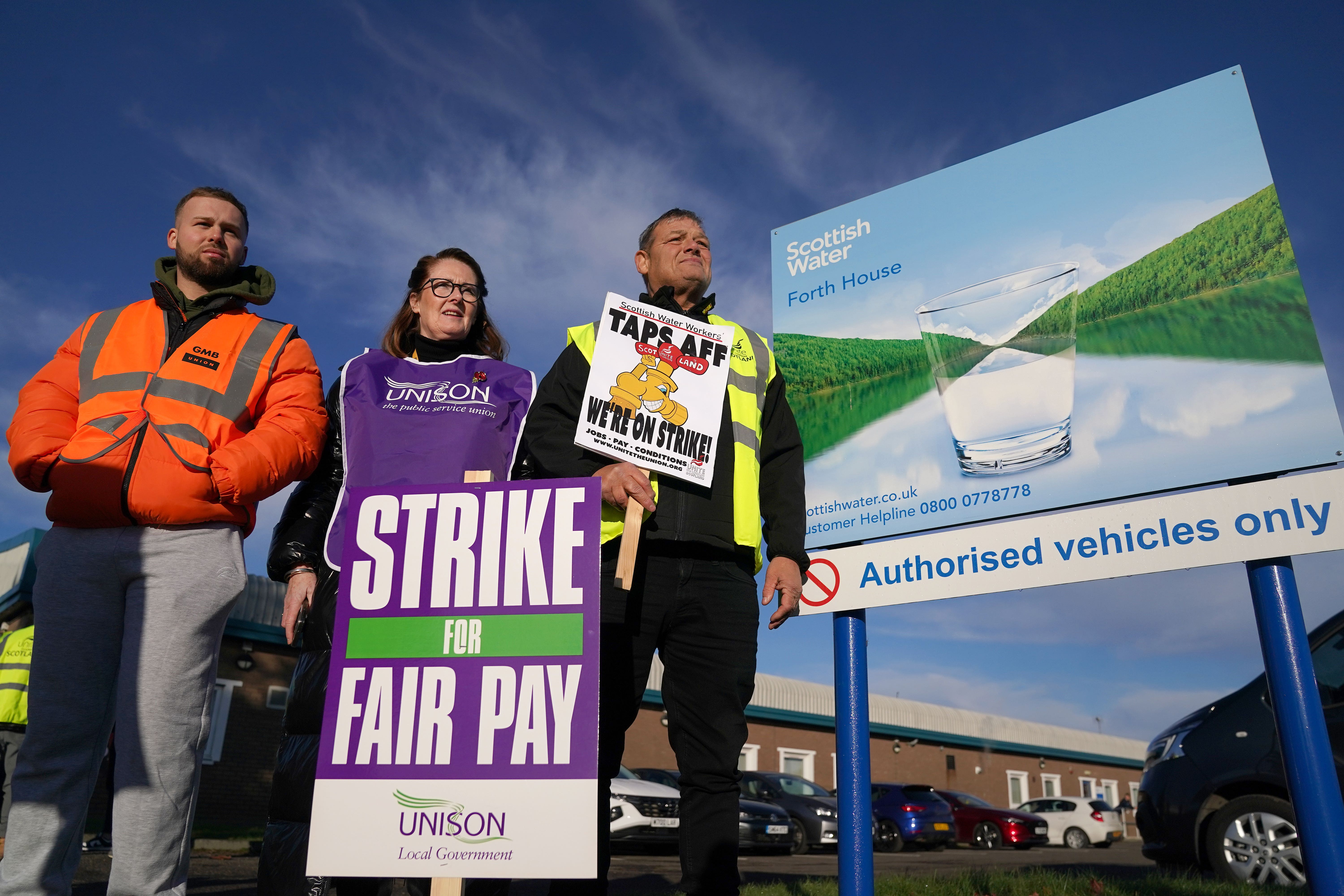 Three unions have received a strike mandate from Scottish Water members (Andrew Milligan/PA)