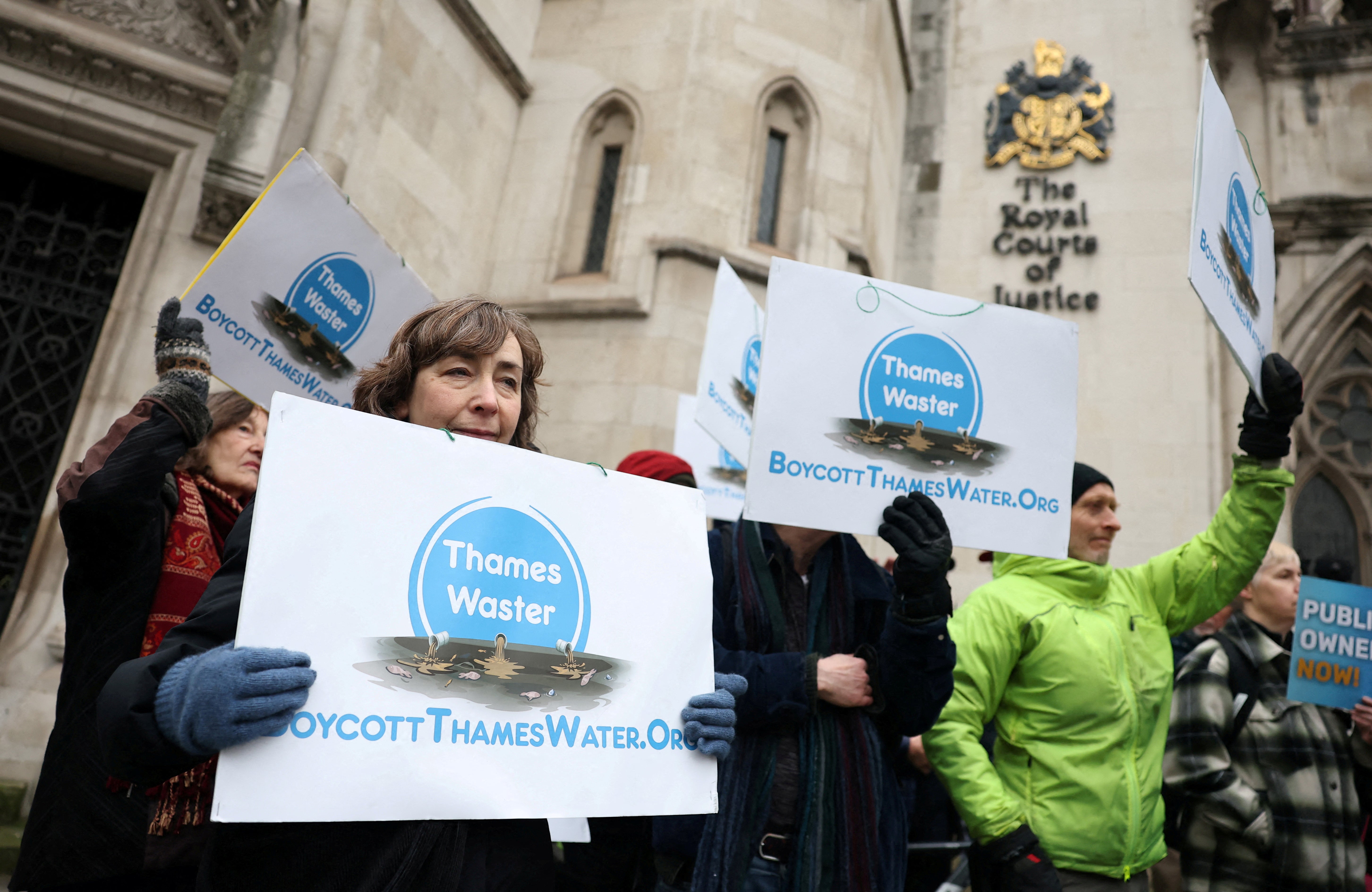 People protest against the Thames Water bailout in London earlier this month