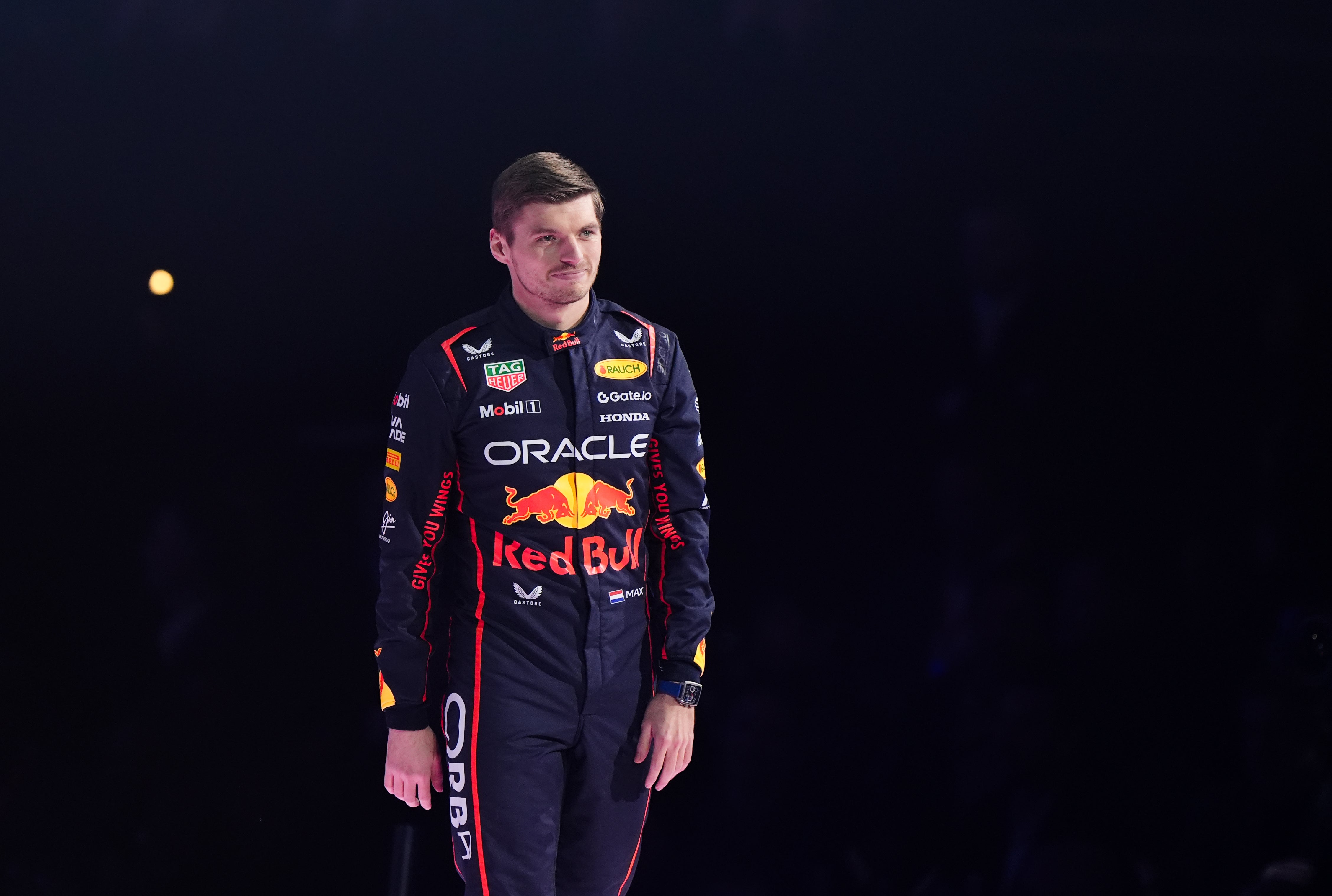 Verstappen appeared on stage at The O2 but did not talk to the crowd
