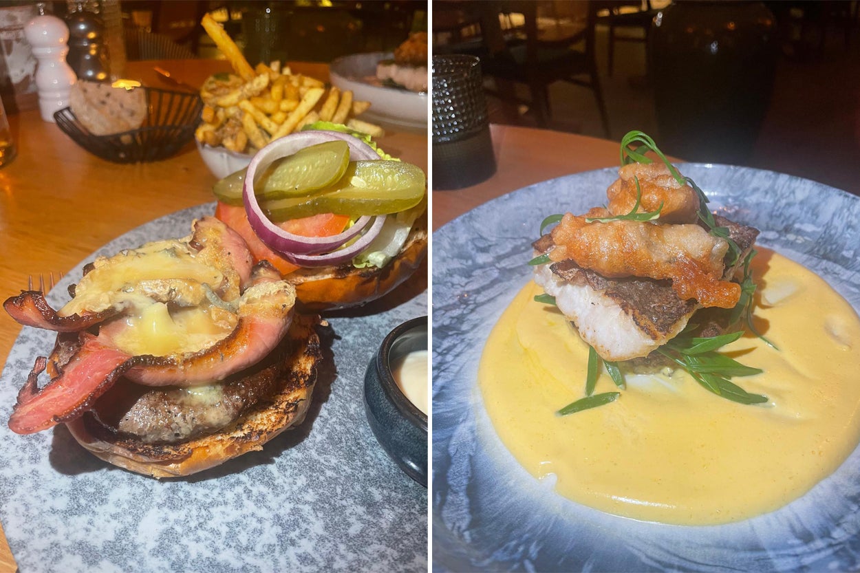 A burger that hits the spot, if a little precarious – and a hake dish that proves even the best-sounding plates can falter