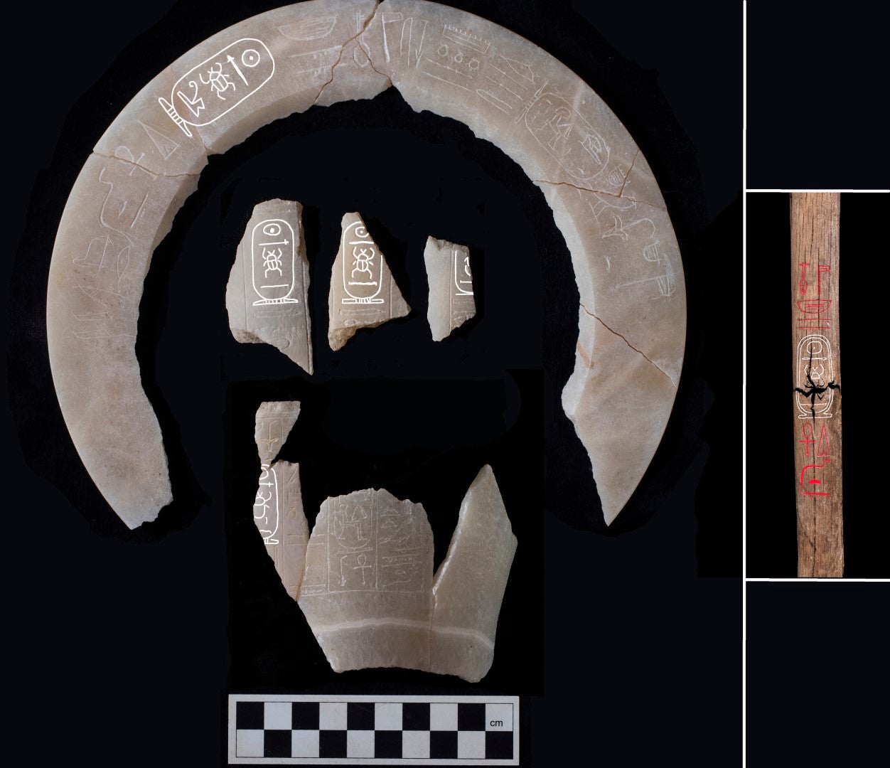 Figure 6 Alabaster fragments bearing the name of Thutmose II (Media House/PA Wire).