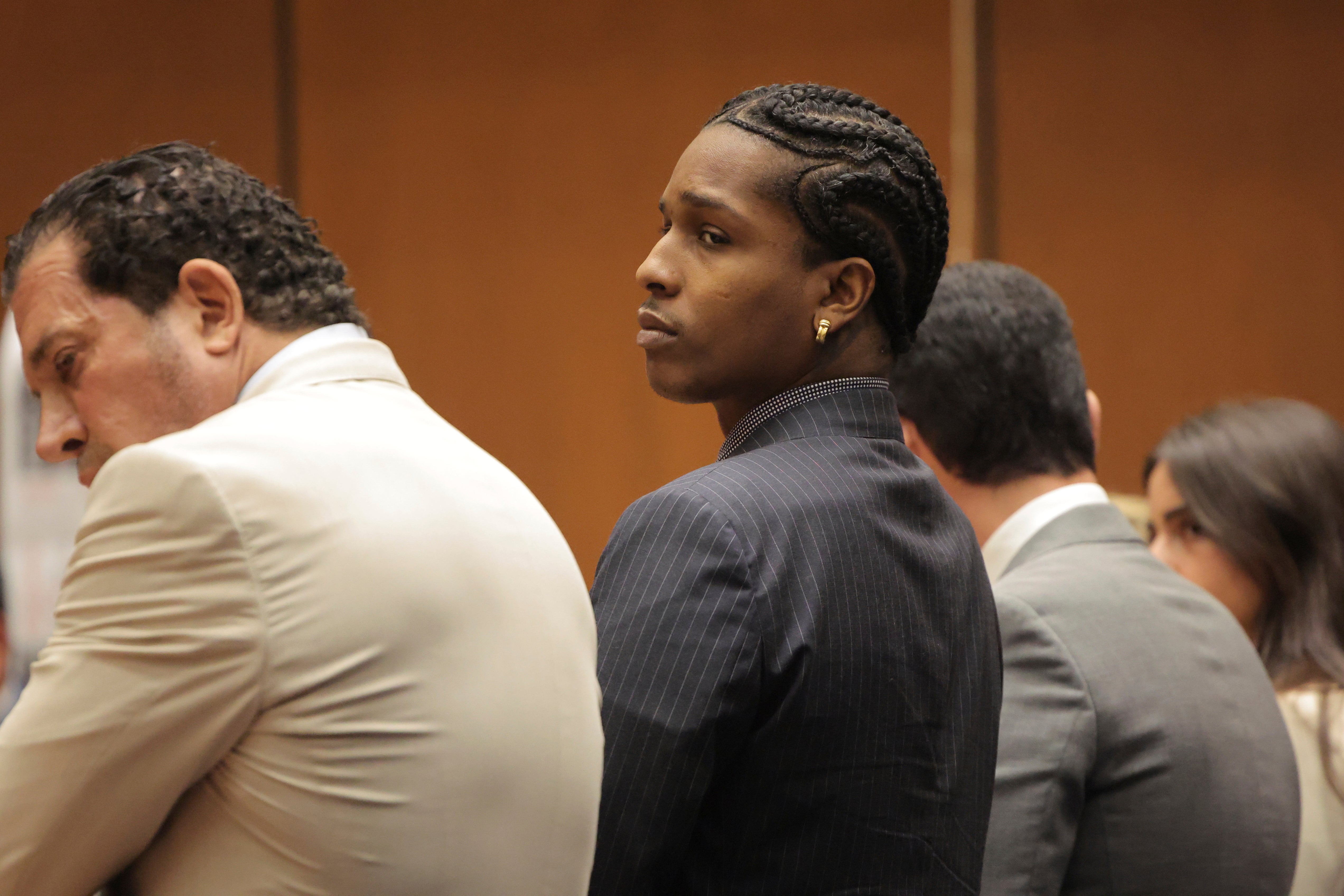 <p>A$AP Rocky before learning he had been acquitted. </p>
