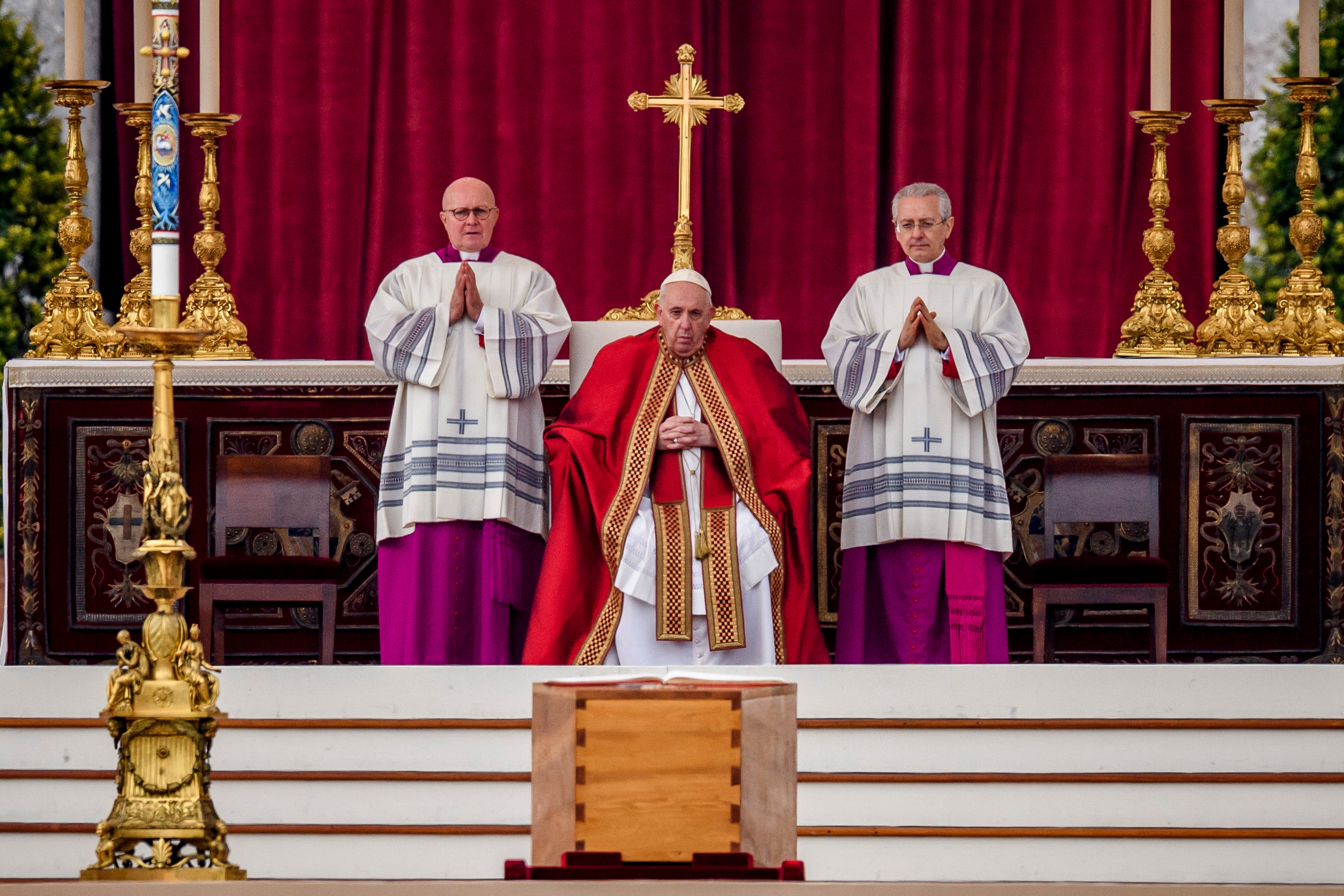 Pope Francis attends the funeral mass for Pope Emeritus Benedict XVI
