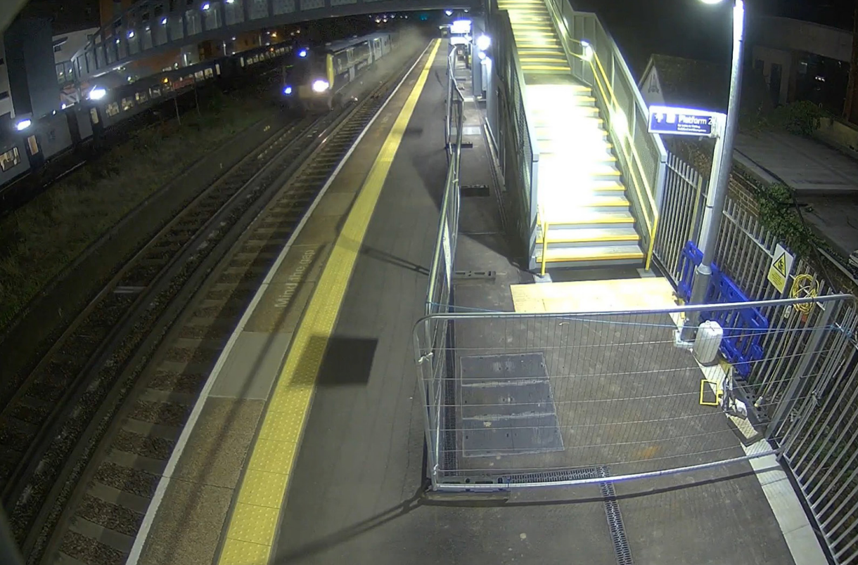 The front coach of the Basingstoke to Waterloo service derailed after colliding with a piece of track