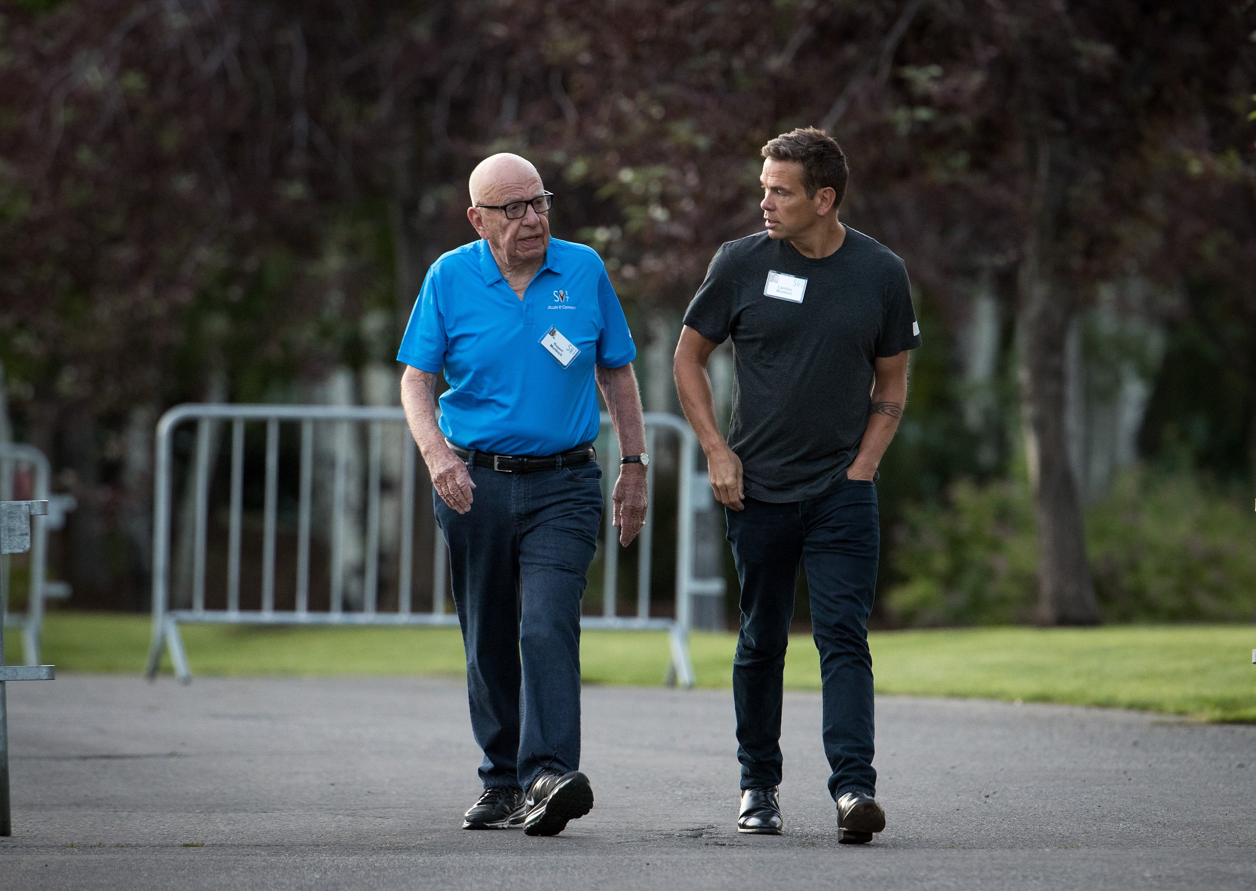 Rupert and Lachlan Murdoch pictured in Sun Valley, Idaho, in 2017
