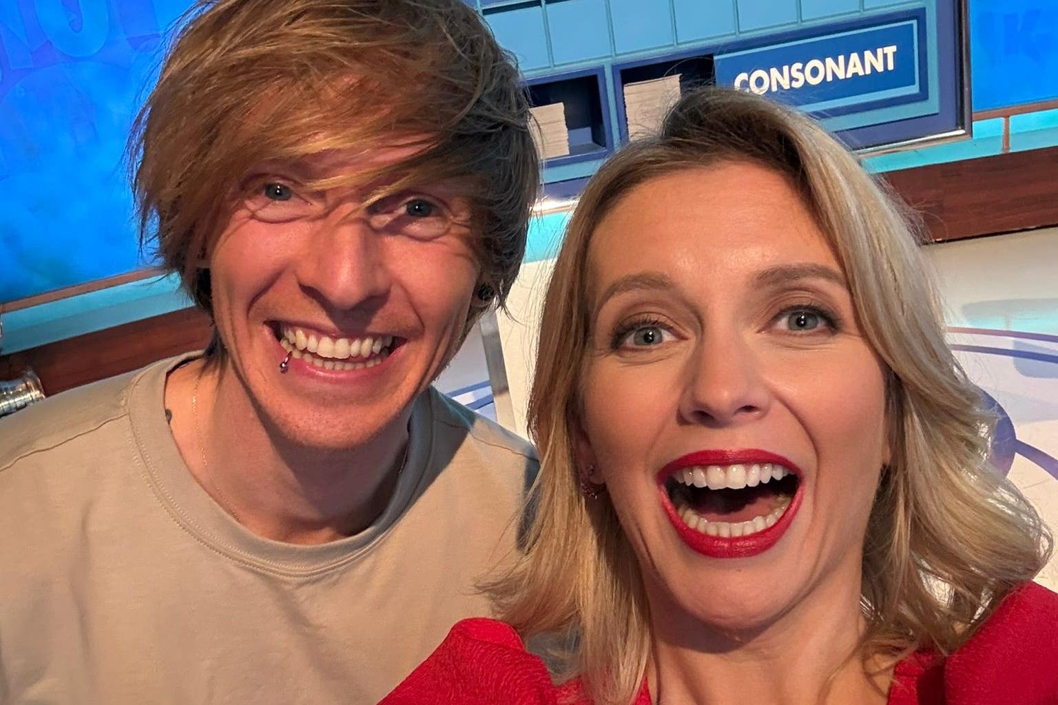 Rachel Riley and Dr Tom Crawford on the set of Countdown (Channel 4)