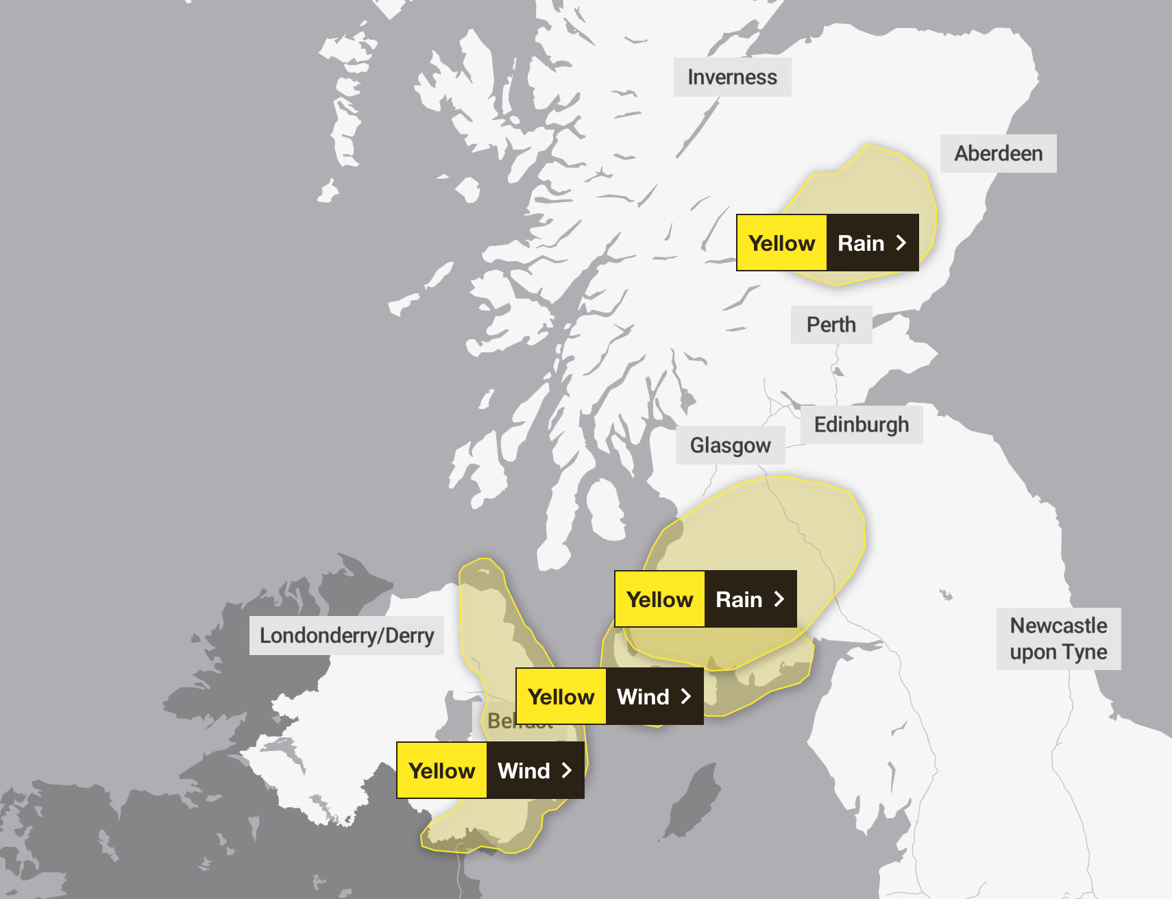 Northern Ireland and Scotland face wind and rain warnings on Friday
