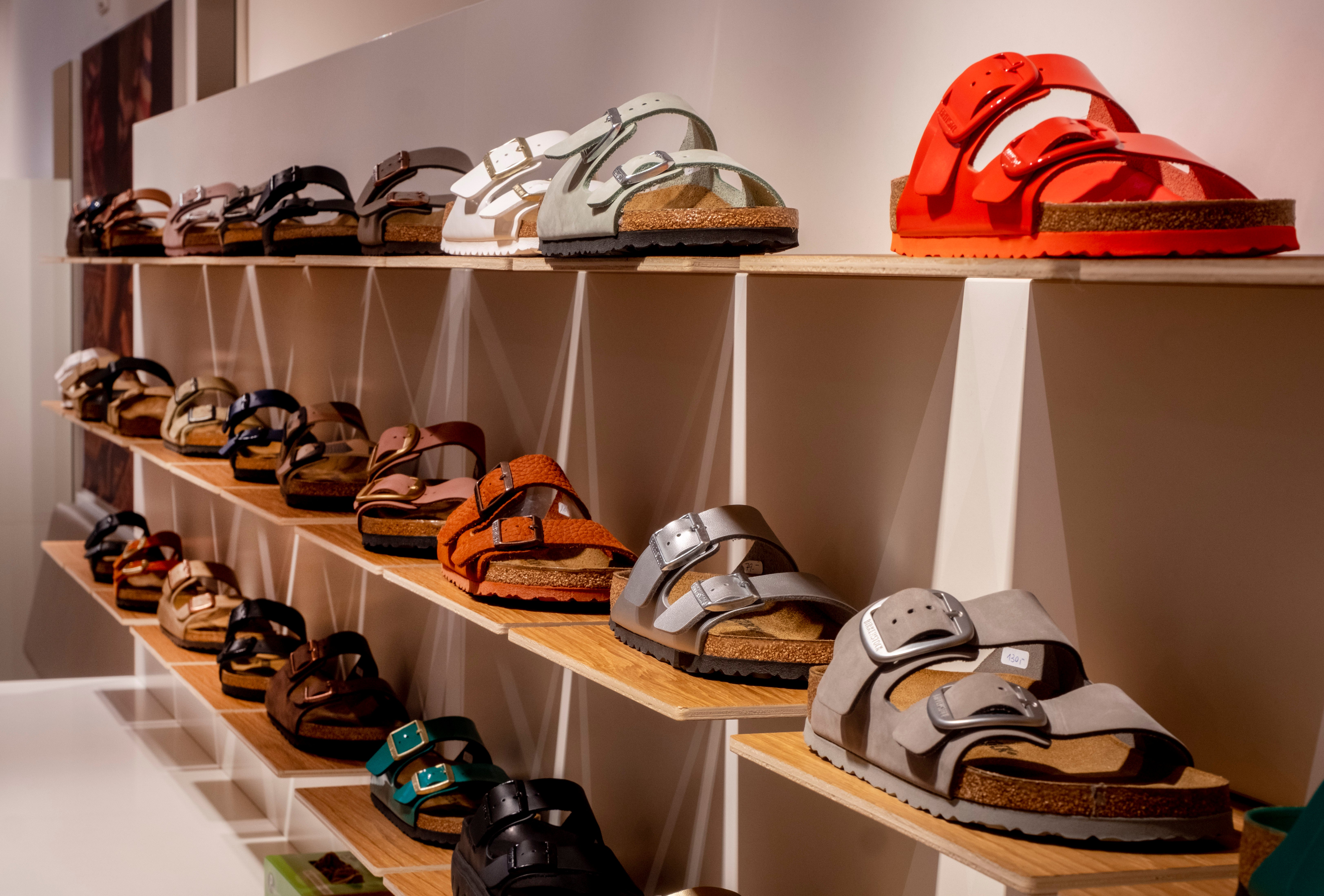 Birkenstock shoes are displayed in a store in Germany