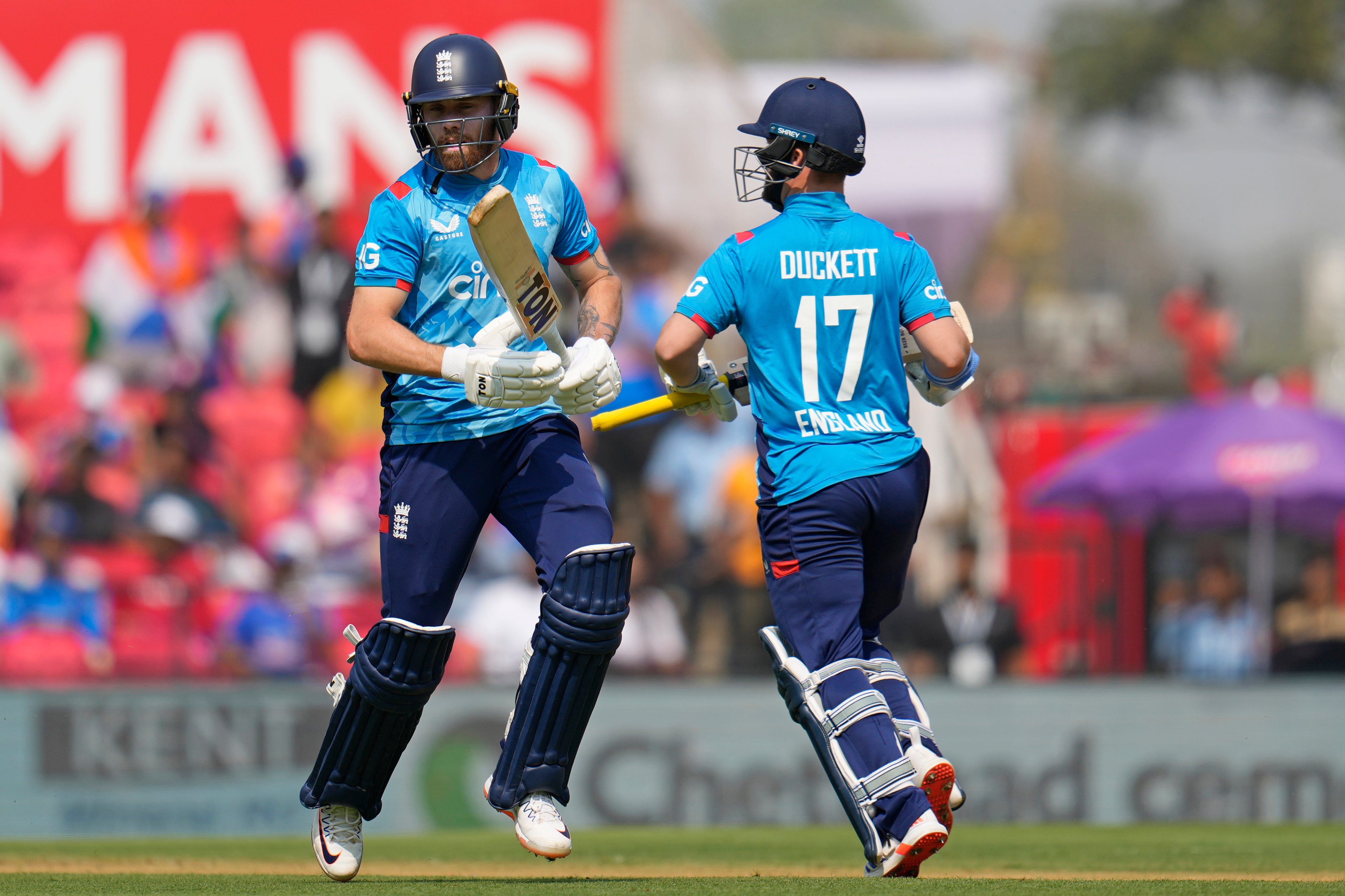 Phil Salt, left, and Ben Duckett will open the batting for England against Australia (Aijaz Rahi/AP)