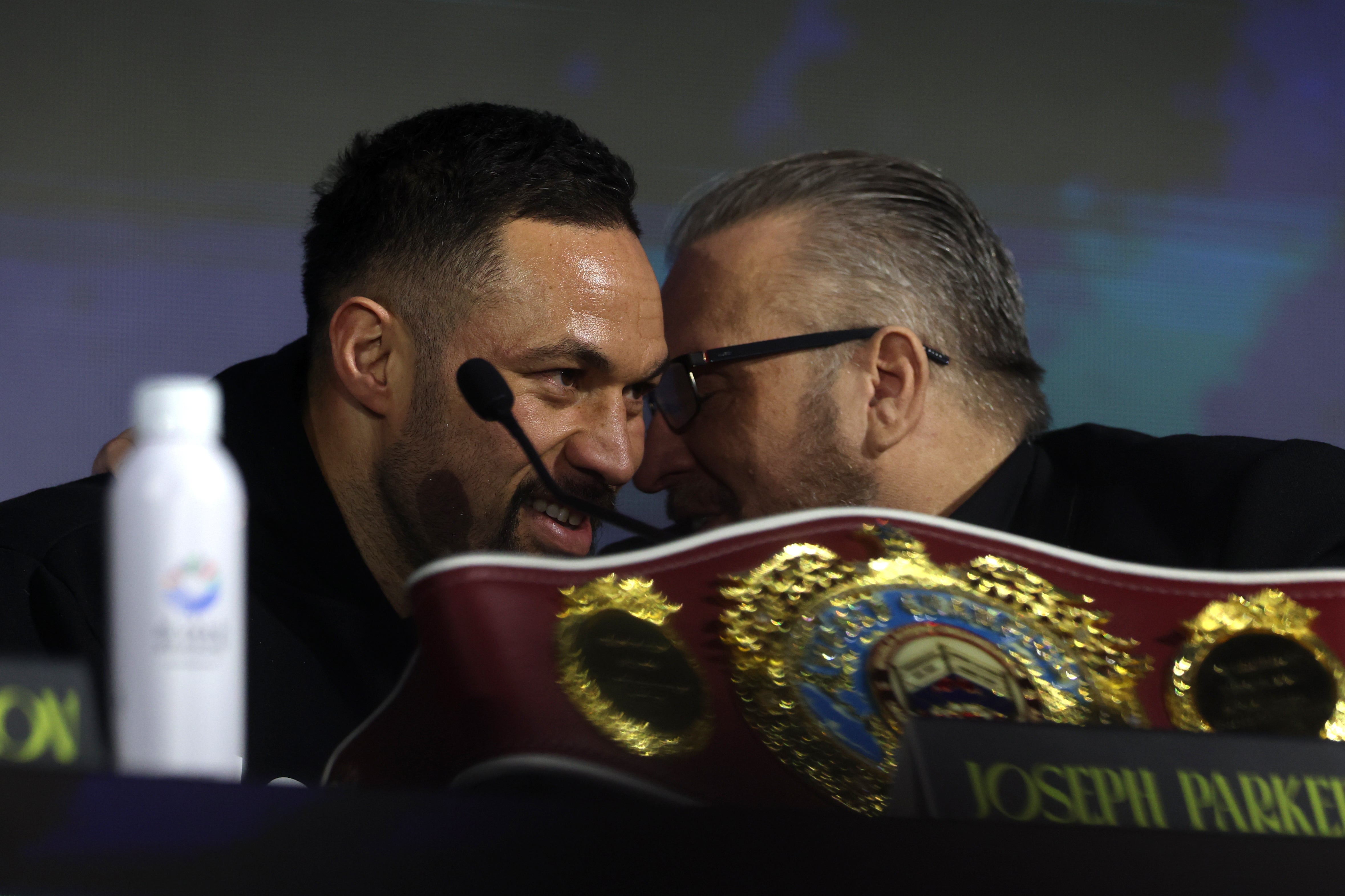 Joseph Parker (left) with manager Spencer Brown, as discussions over a new opponent rumble on