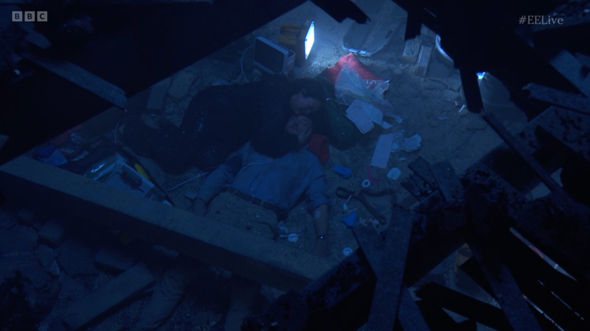 Martin Fowler trapped underneath a large metal beam after the Queen Vic explosion