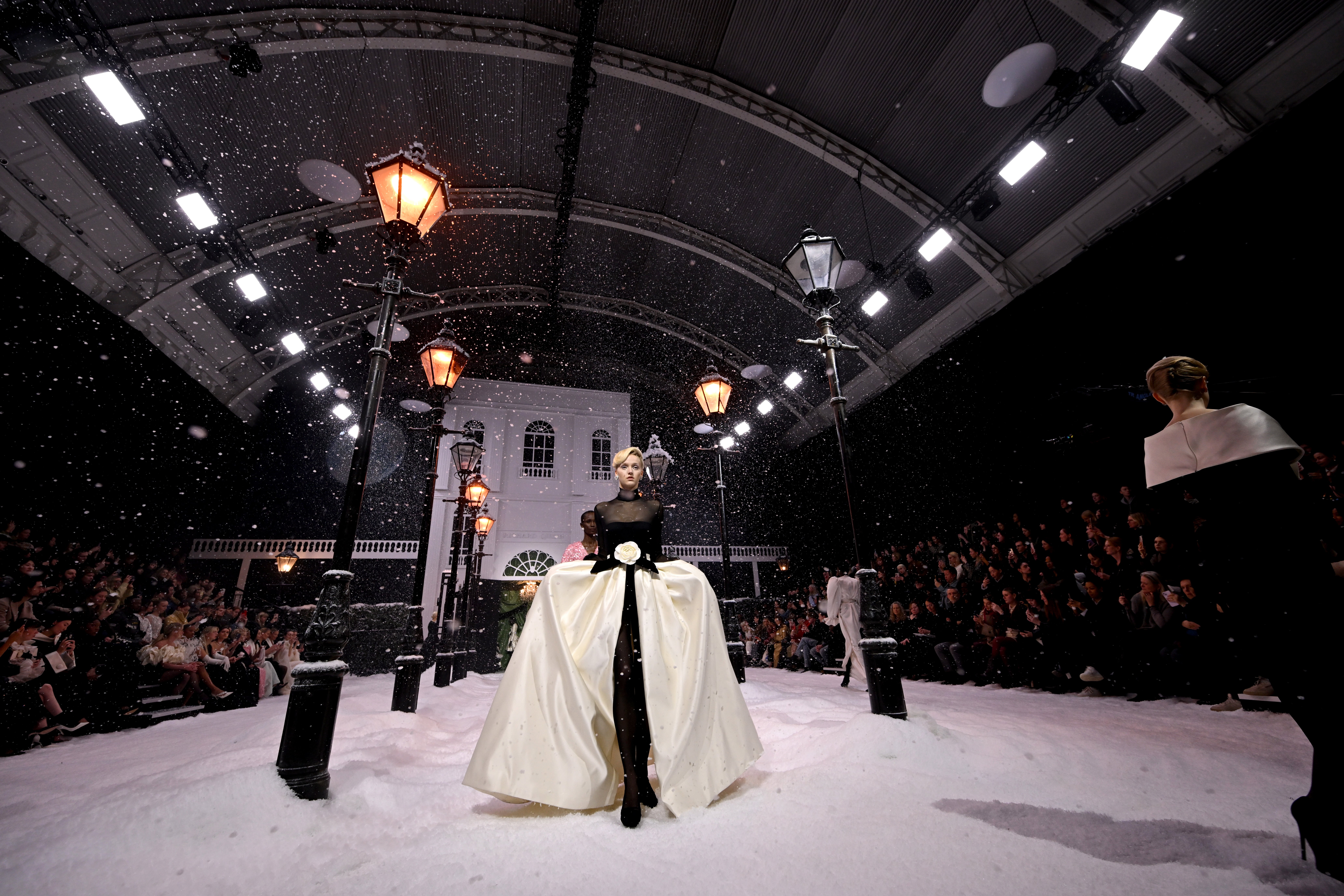 Richard Quinn’s AW25 show took place on a snow-filled runway